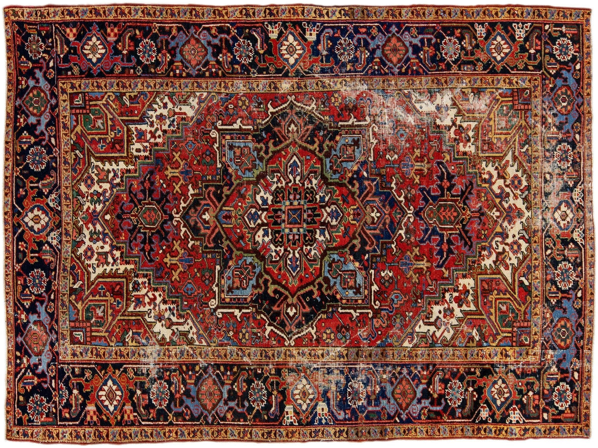 Antique Heriz Wool Rug 6 X 8