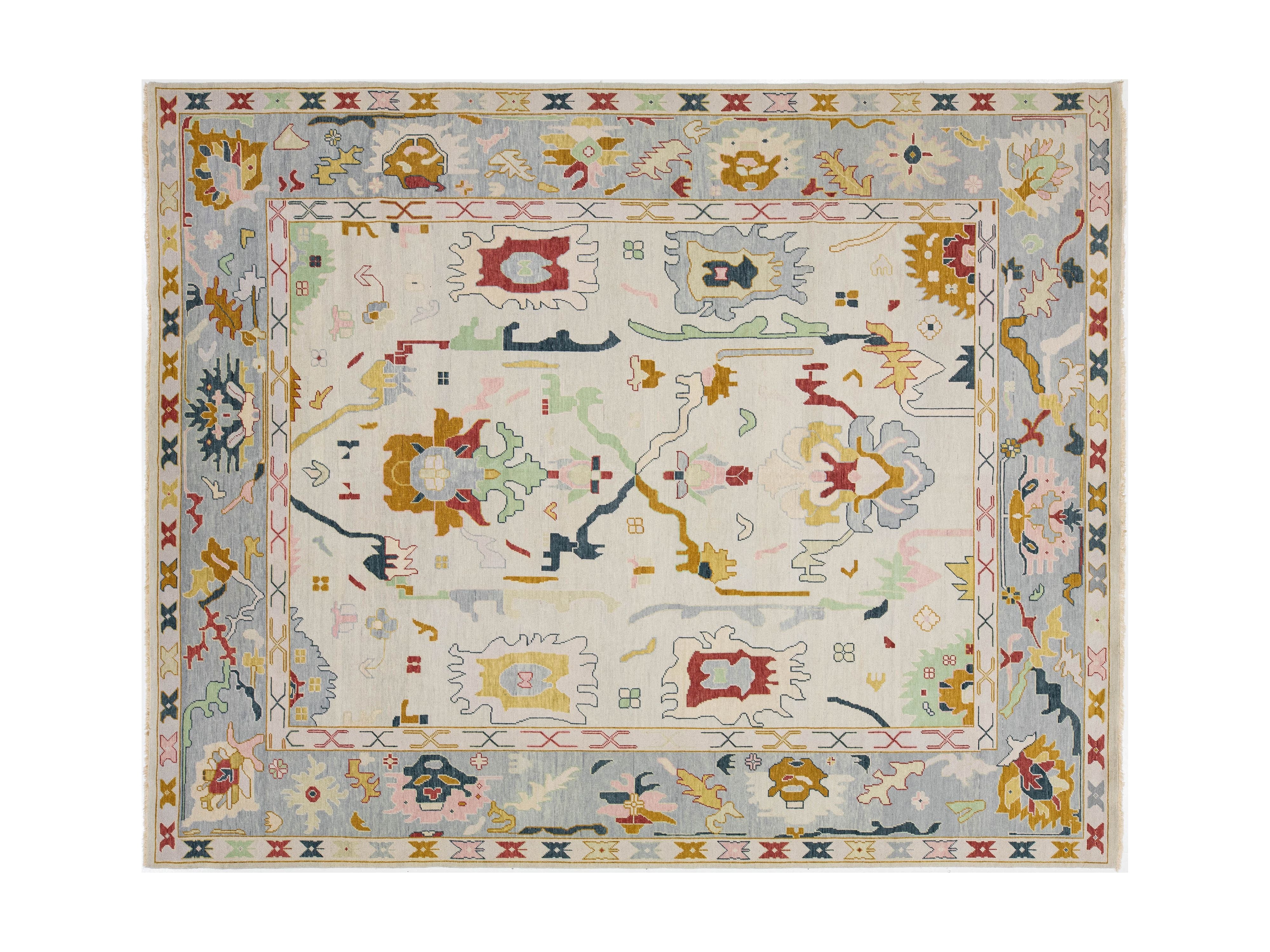 Modern Oushak Wool Rug 12 X 15