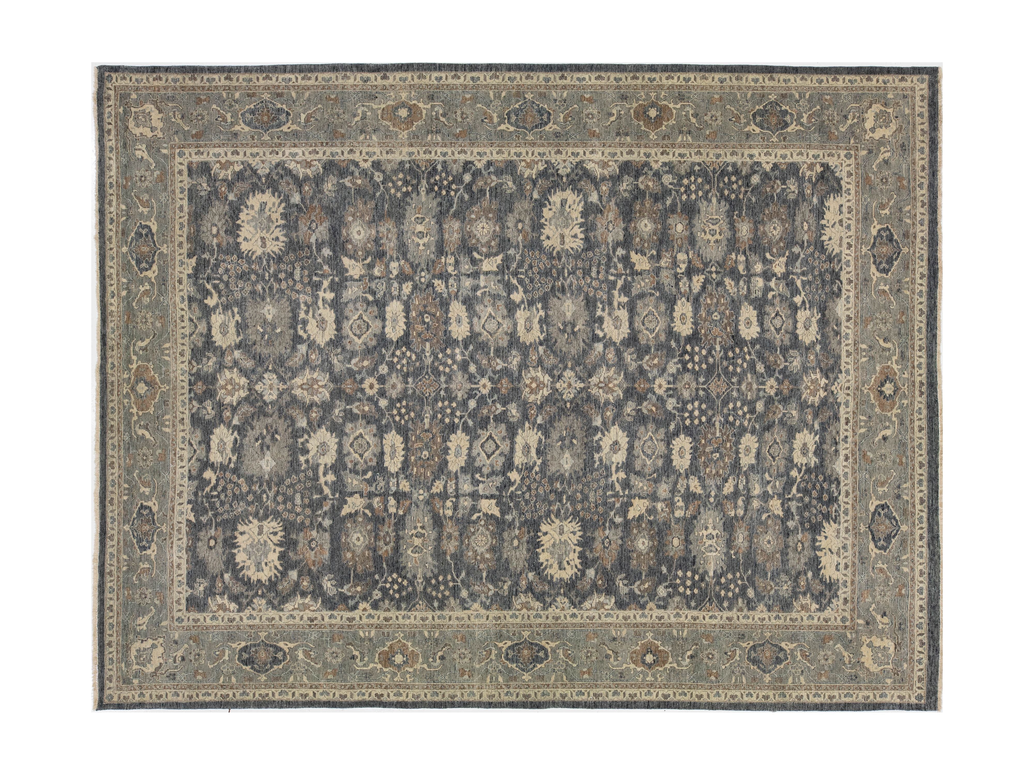 Modern Oushak Wool Rug 12 X 15