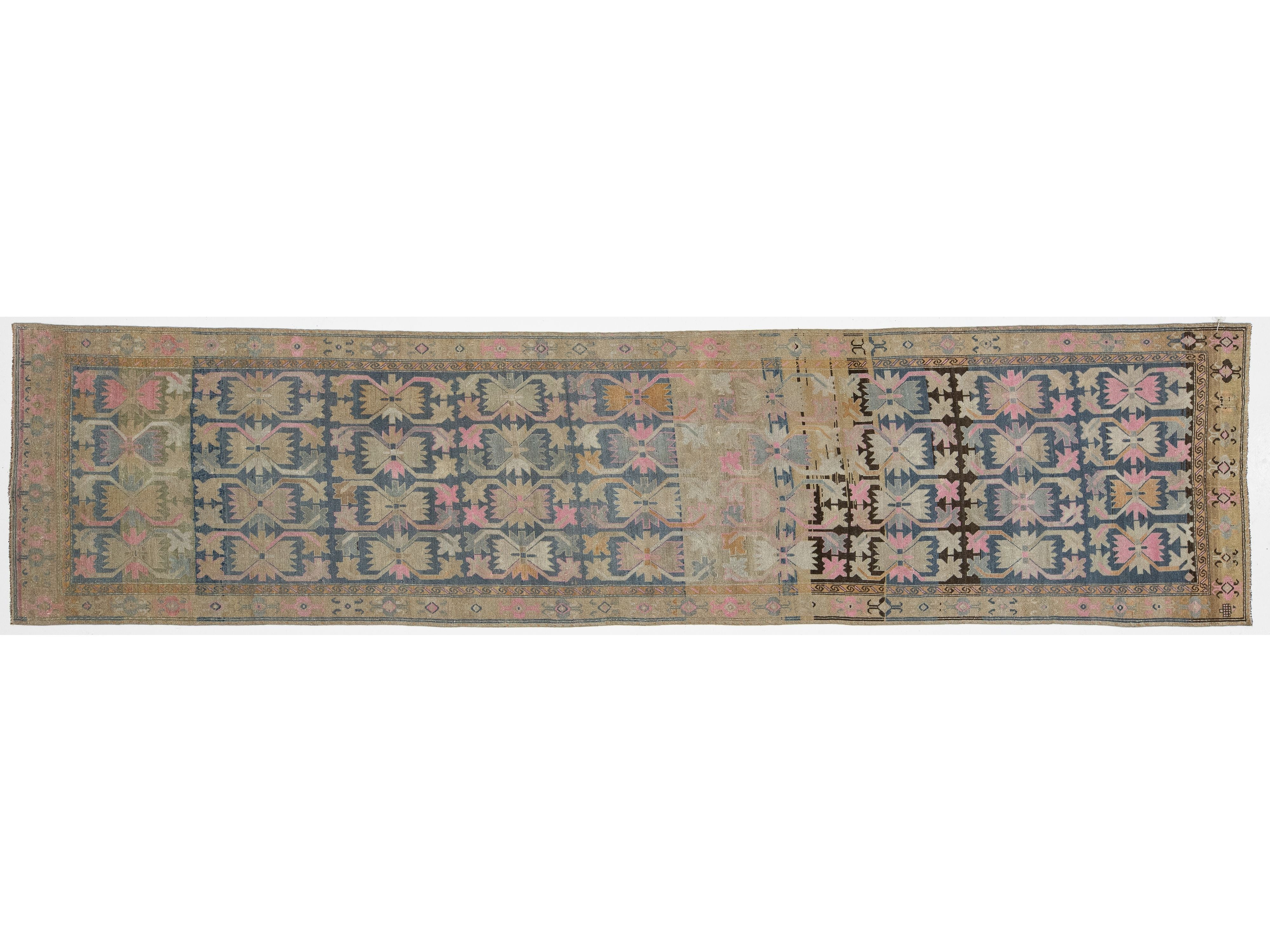 Antique Karabagh Wool Runner 4 X 15