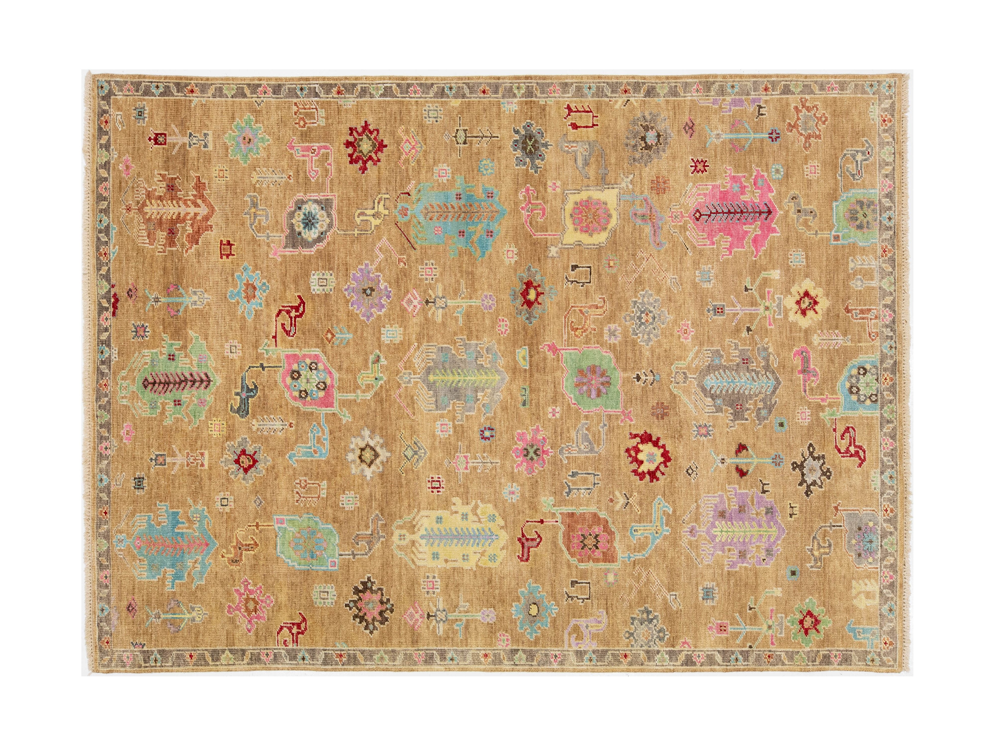 Modern Oushak Wool Rug 9 X 12