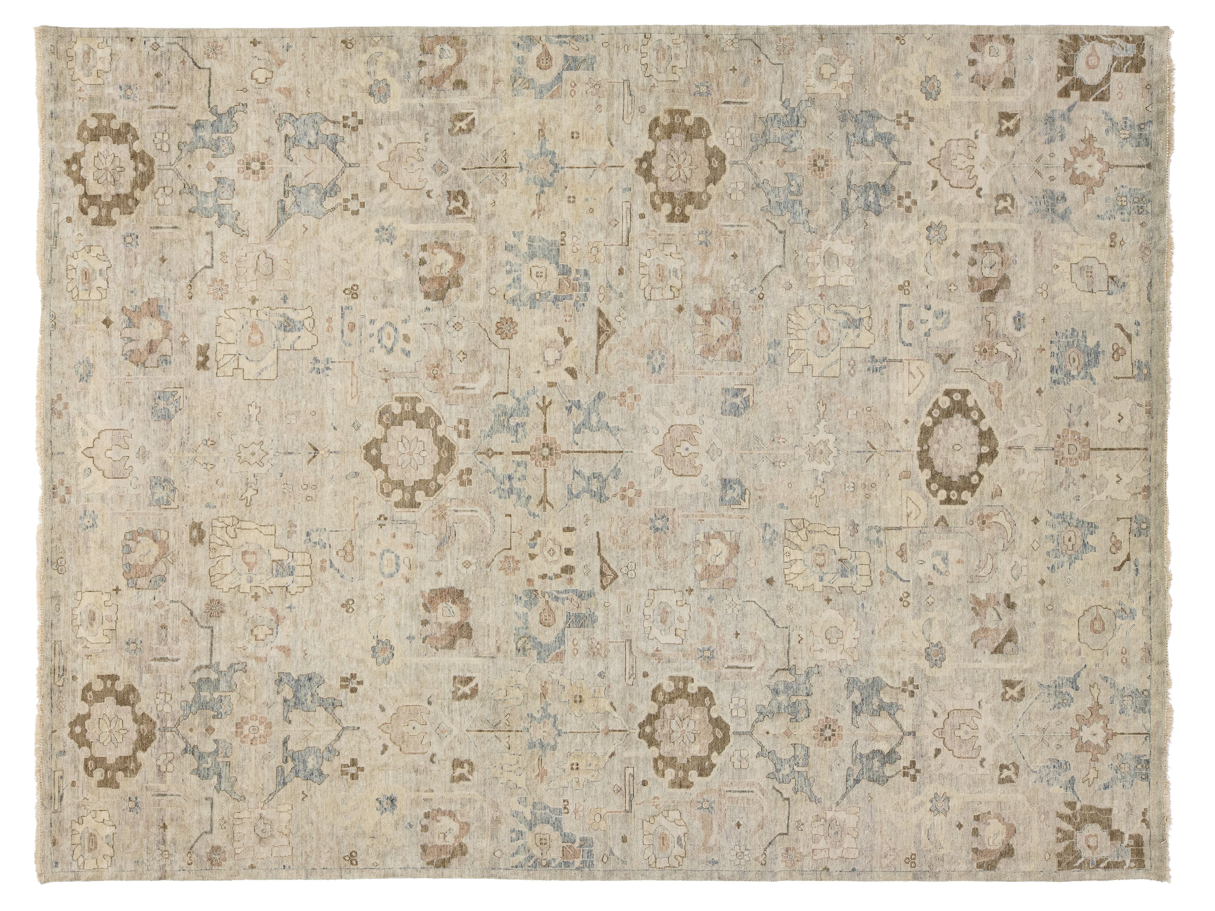 Modern Oushak Wool Rug 10 X 14