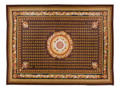 Vintage  Portuguese Aubusson Wool Rug 15 X 19