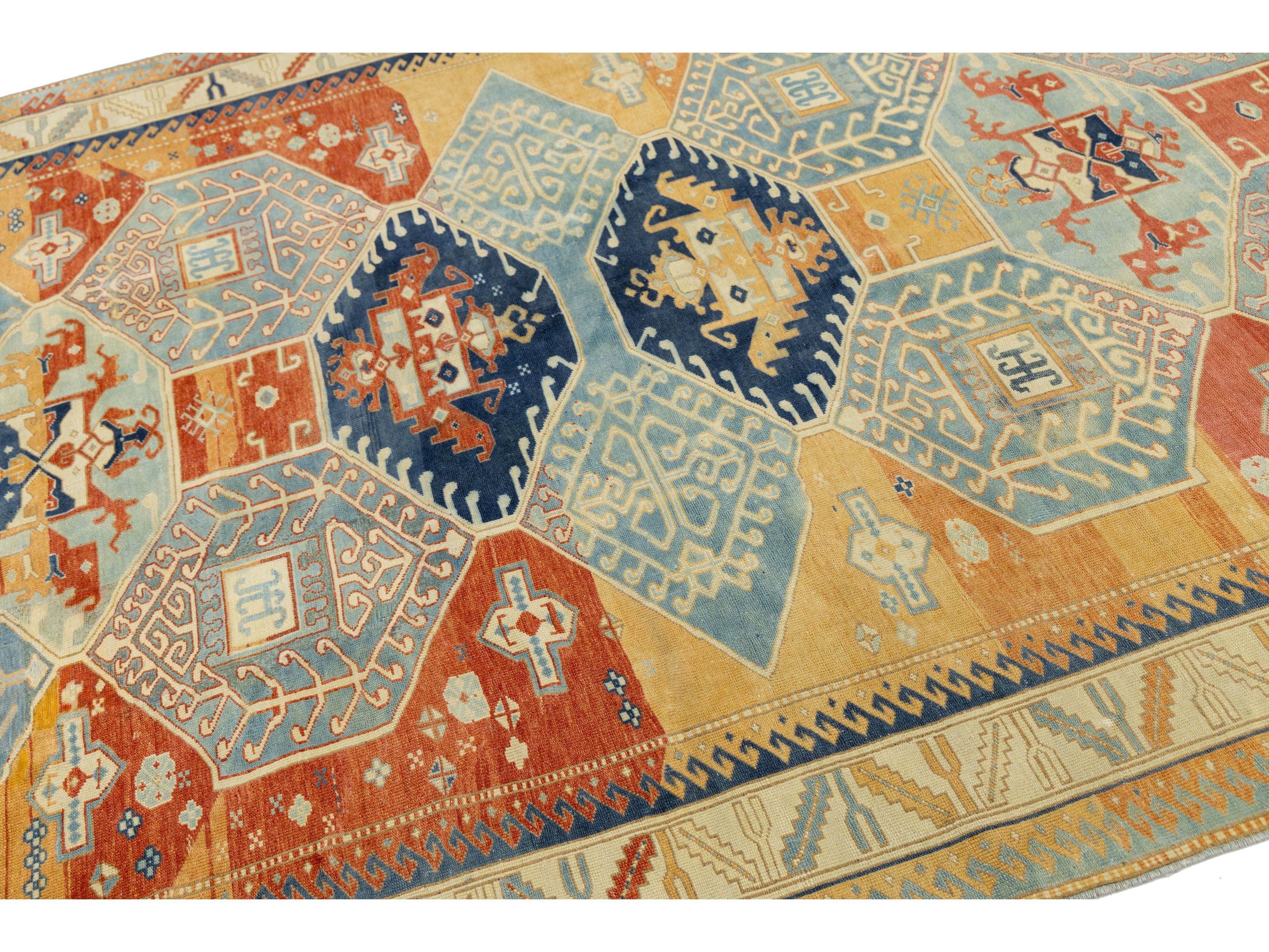 Antique Kazak Wool Rug 7 X 9