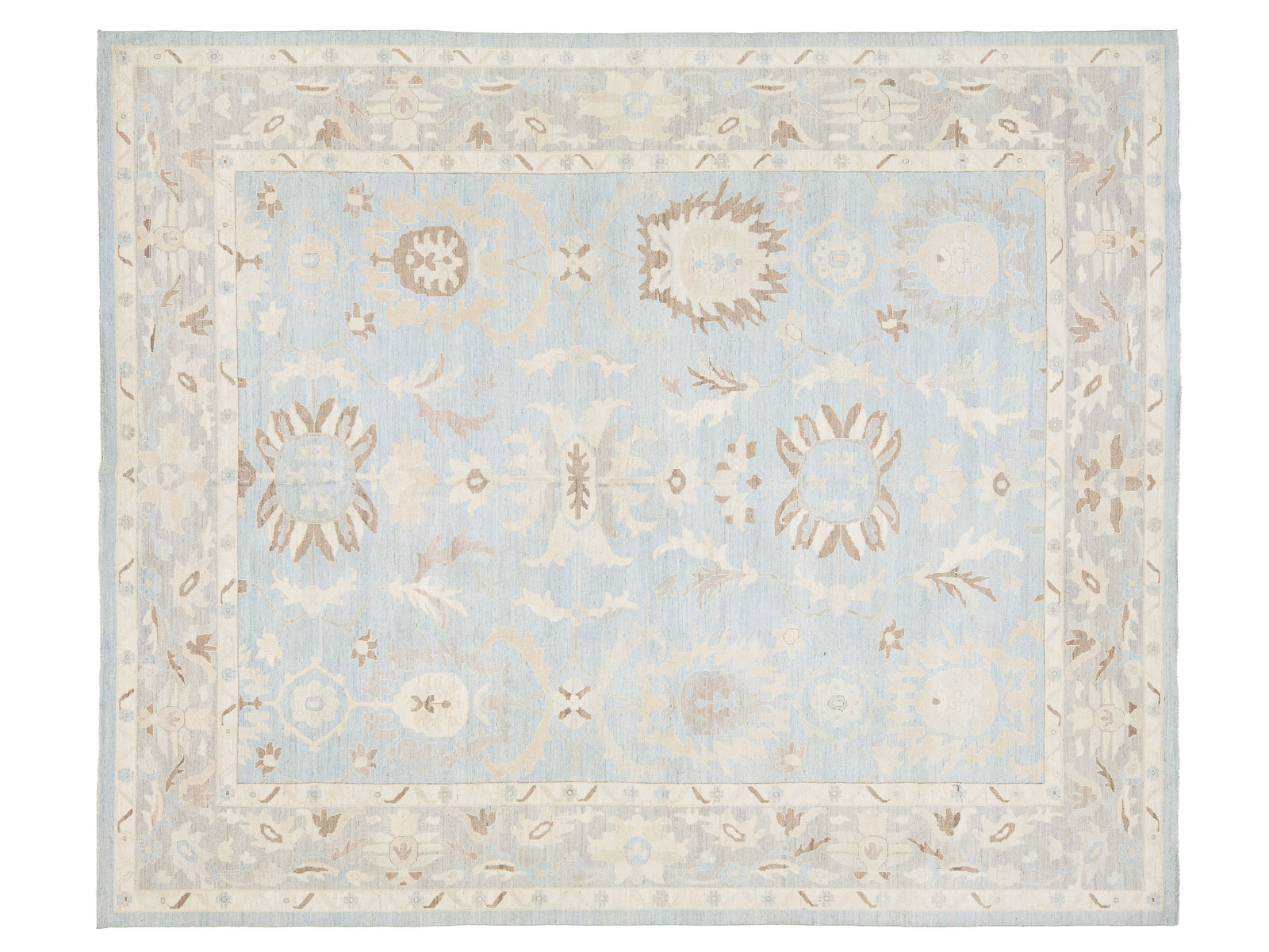 Modern Oushak Wool Rug 12 X 14
