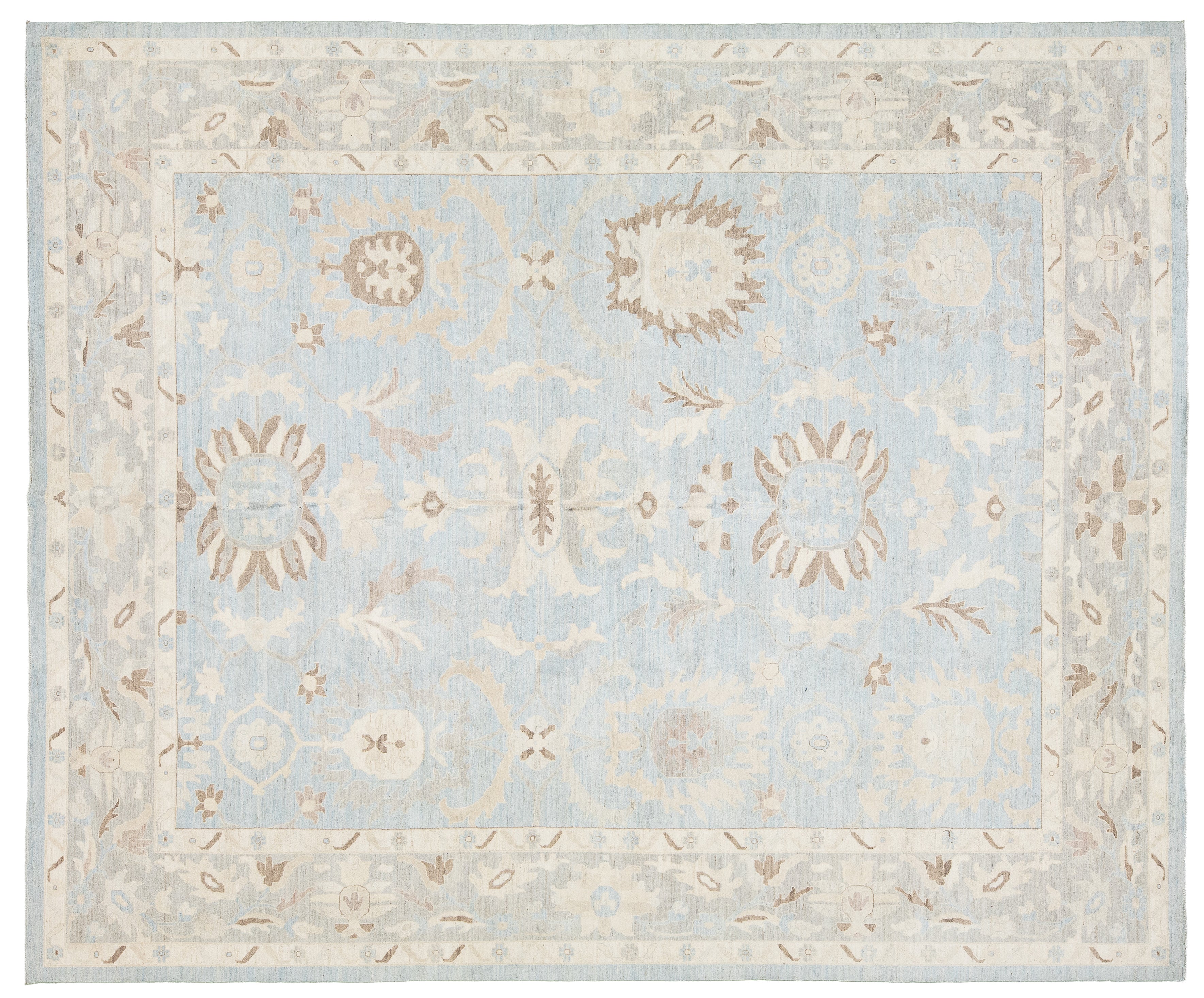 Modern Oushak Wool Rug 12 X 14