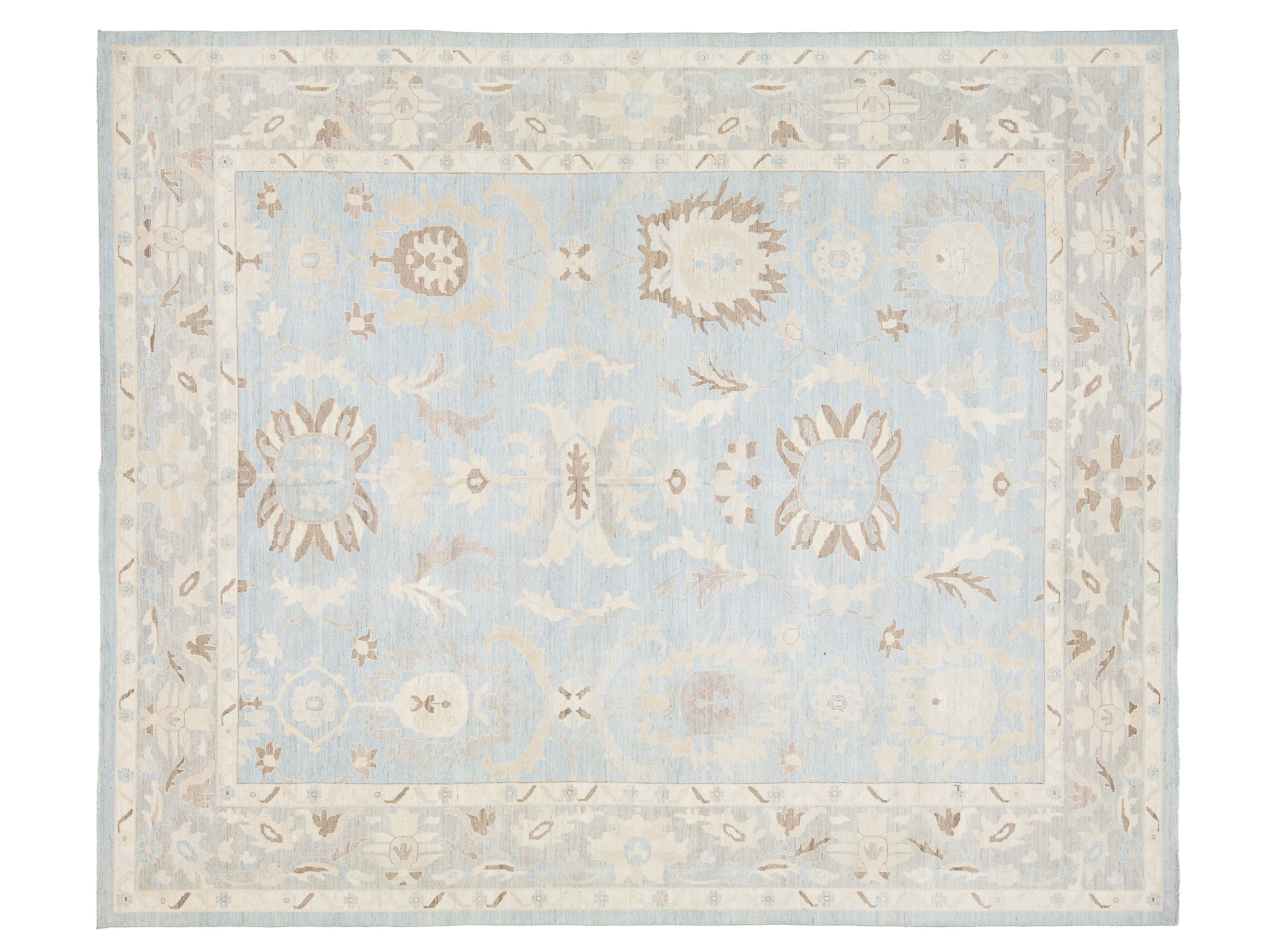 Modern Oushak Wool Rug 12 X 14