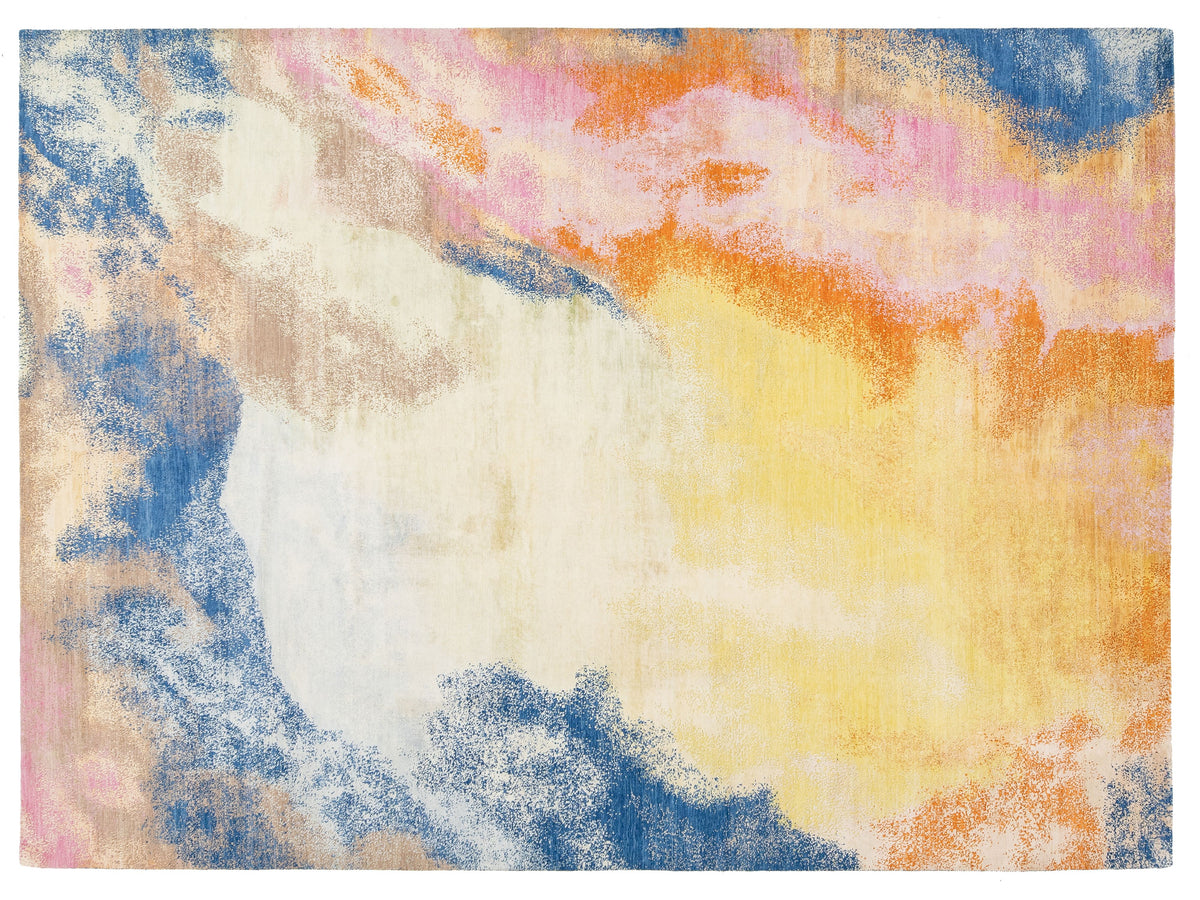 Modern Wool and Silk Rug 10 X 14