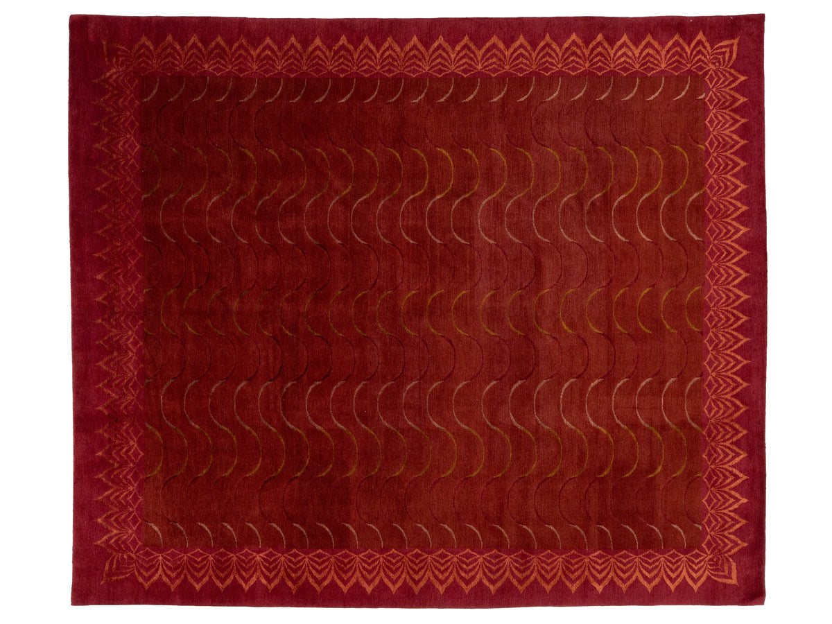 Modern Tibetan Wool and Silk Rug 8 X 10