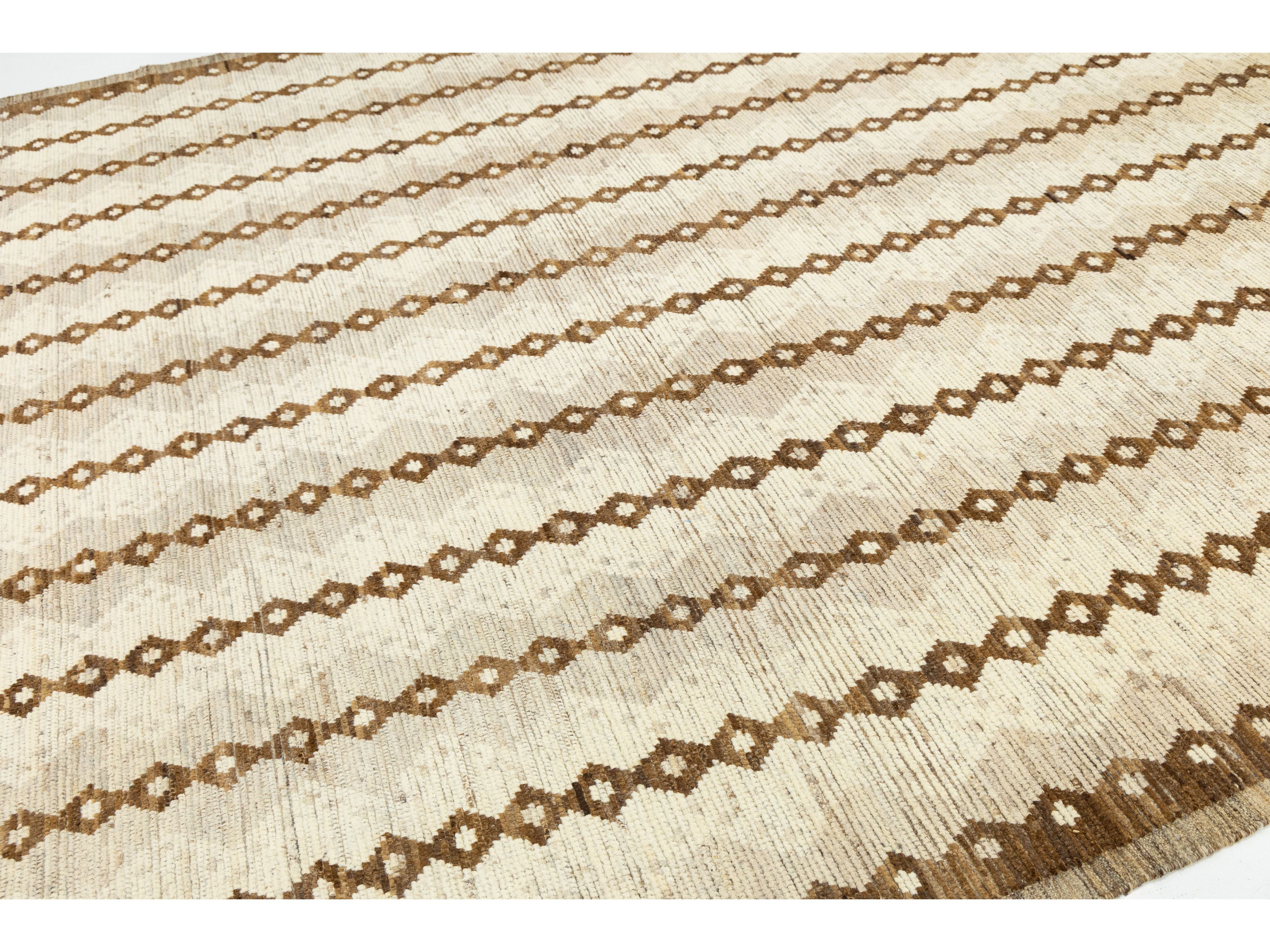 Modern Moroccan Wool Rug 10 X 13