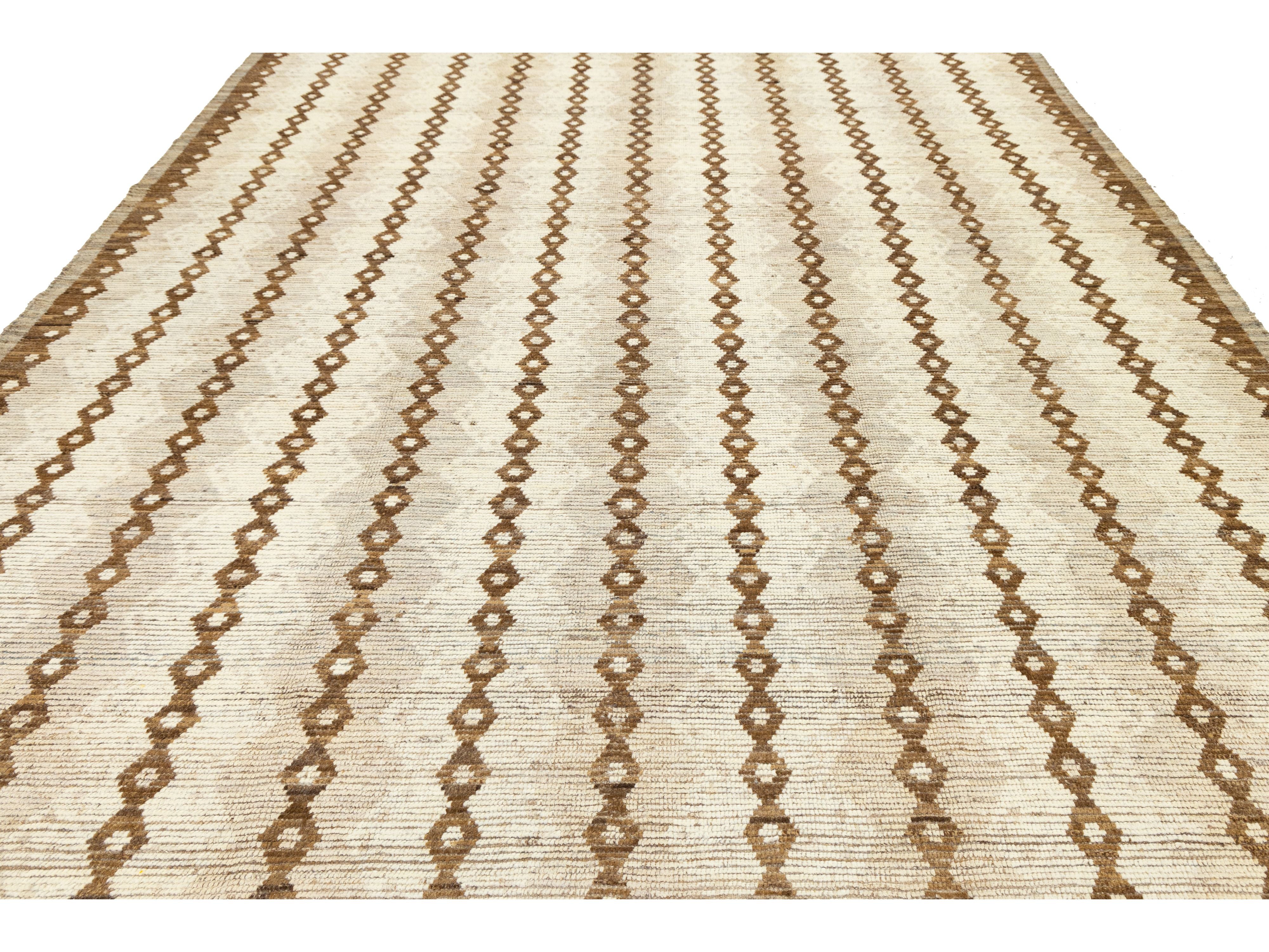 Modern Moroccan Wool Rug 10 X 13