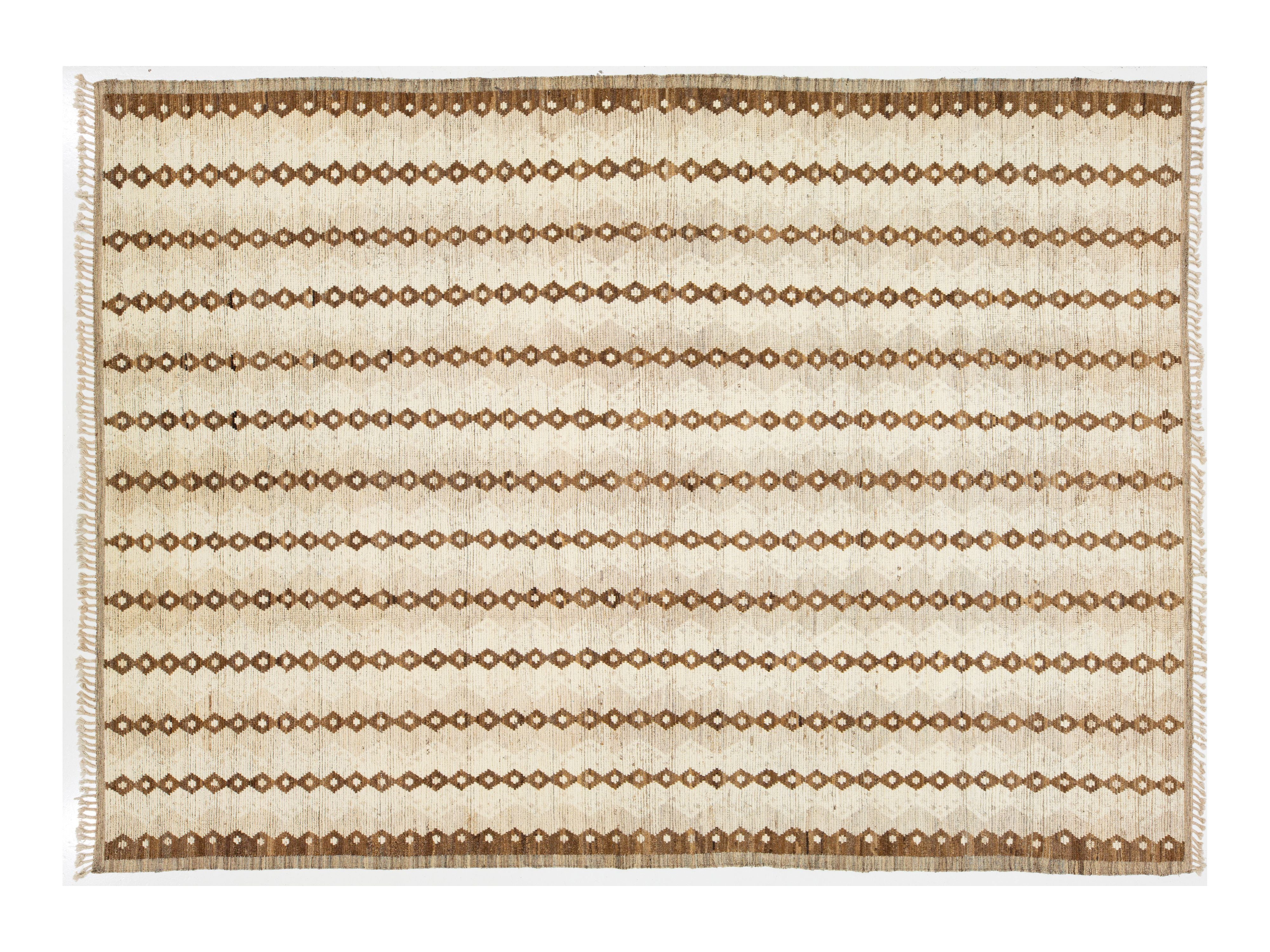 Modern Moroccan Wool Rug 10 X 13