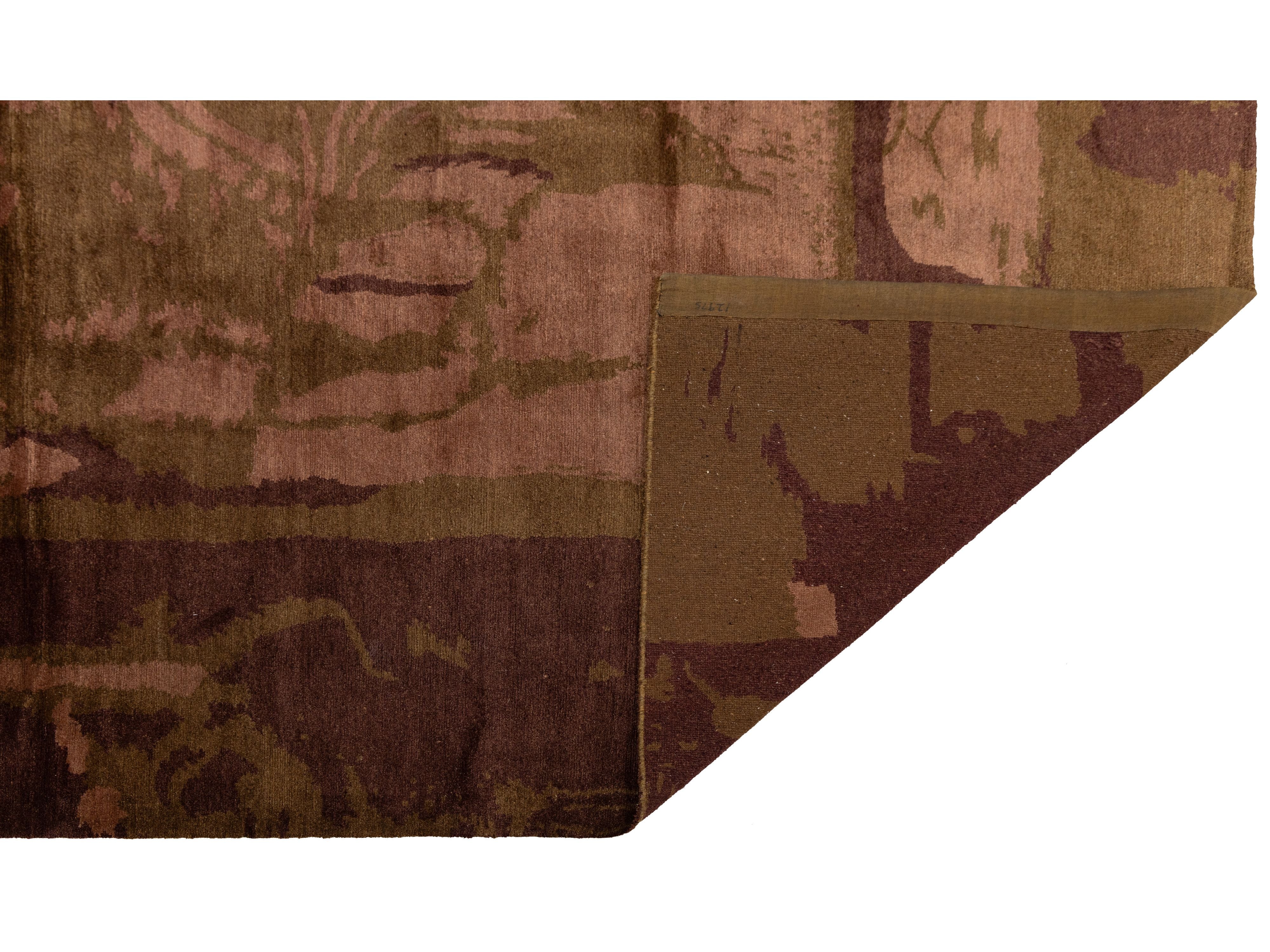 Modern Tibetan Wool and Silk Square Rug 9 X 9