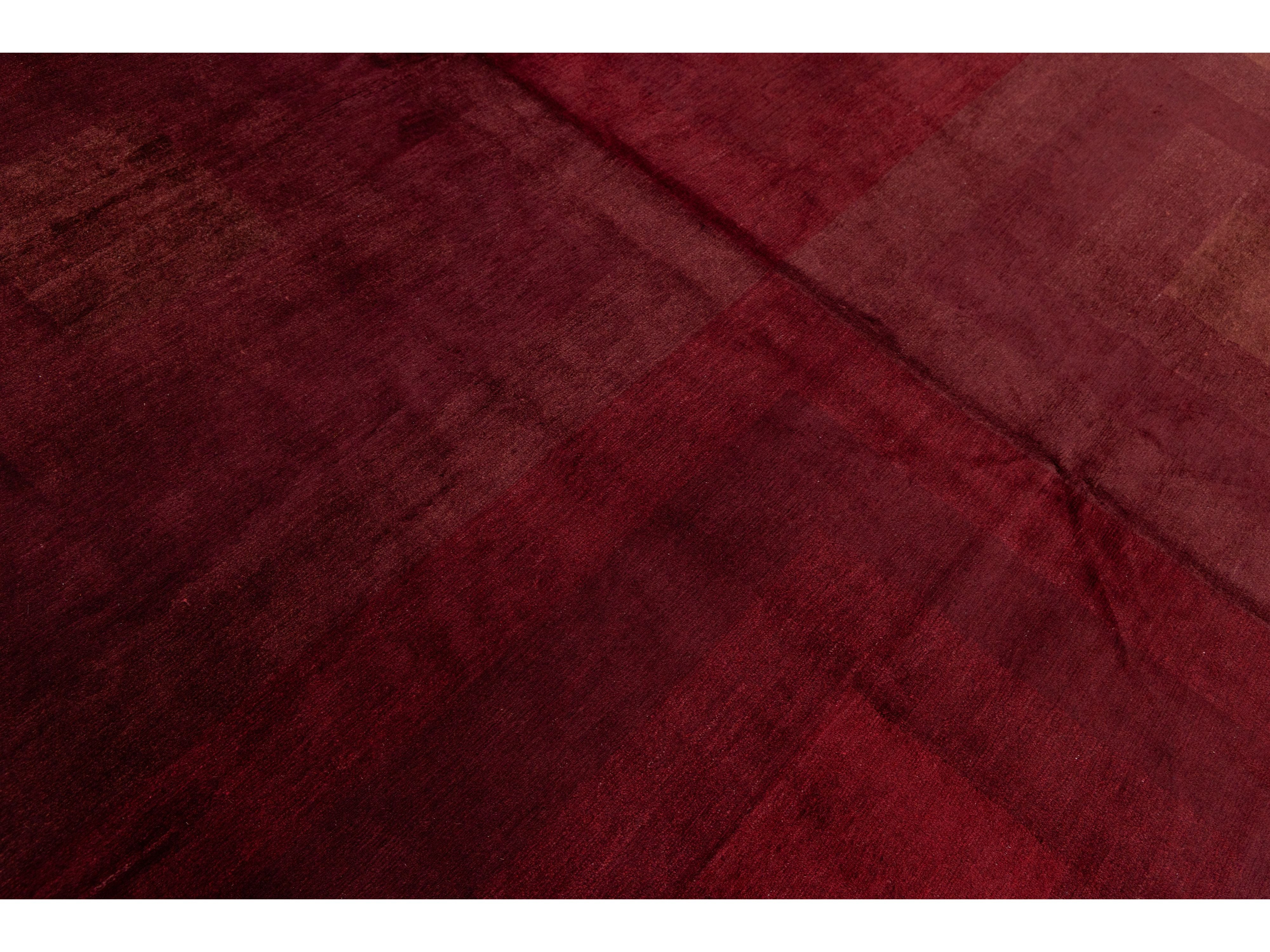 Modern Tibetan Wool and Silk Square Rug 9 X 9