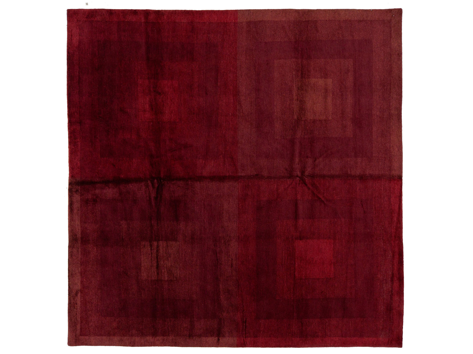 Modern Tibetan Wool and Silk Square Rug 9 X 9