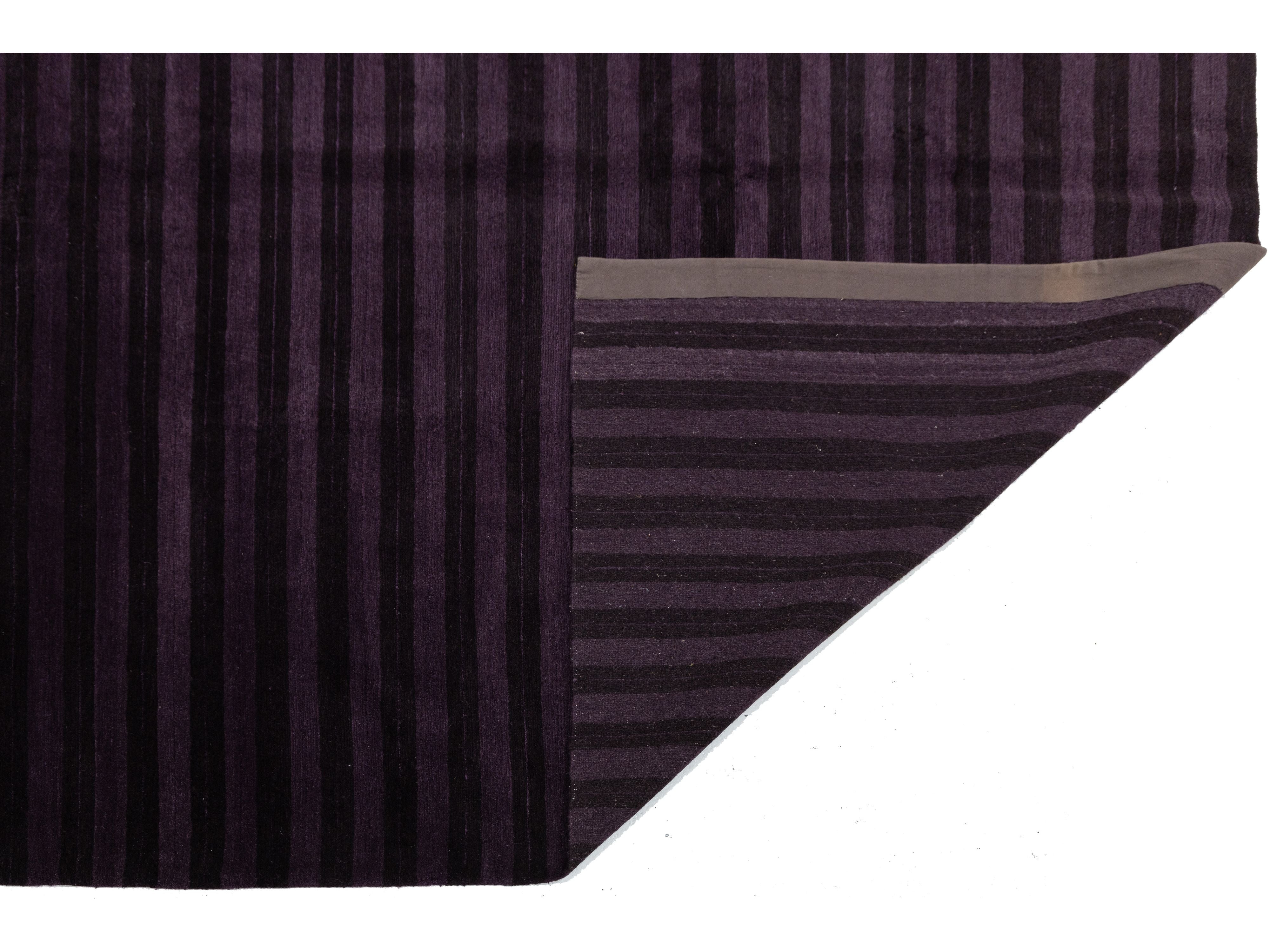Modern Tibetan Wool and Silk Square Rug 8 X 8