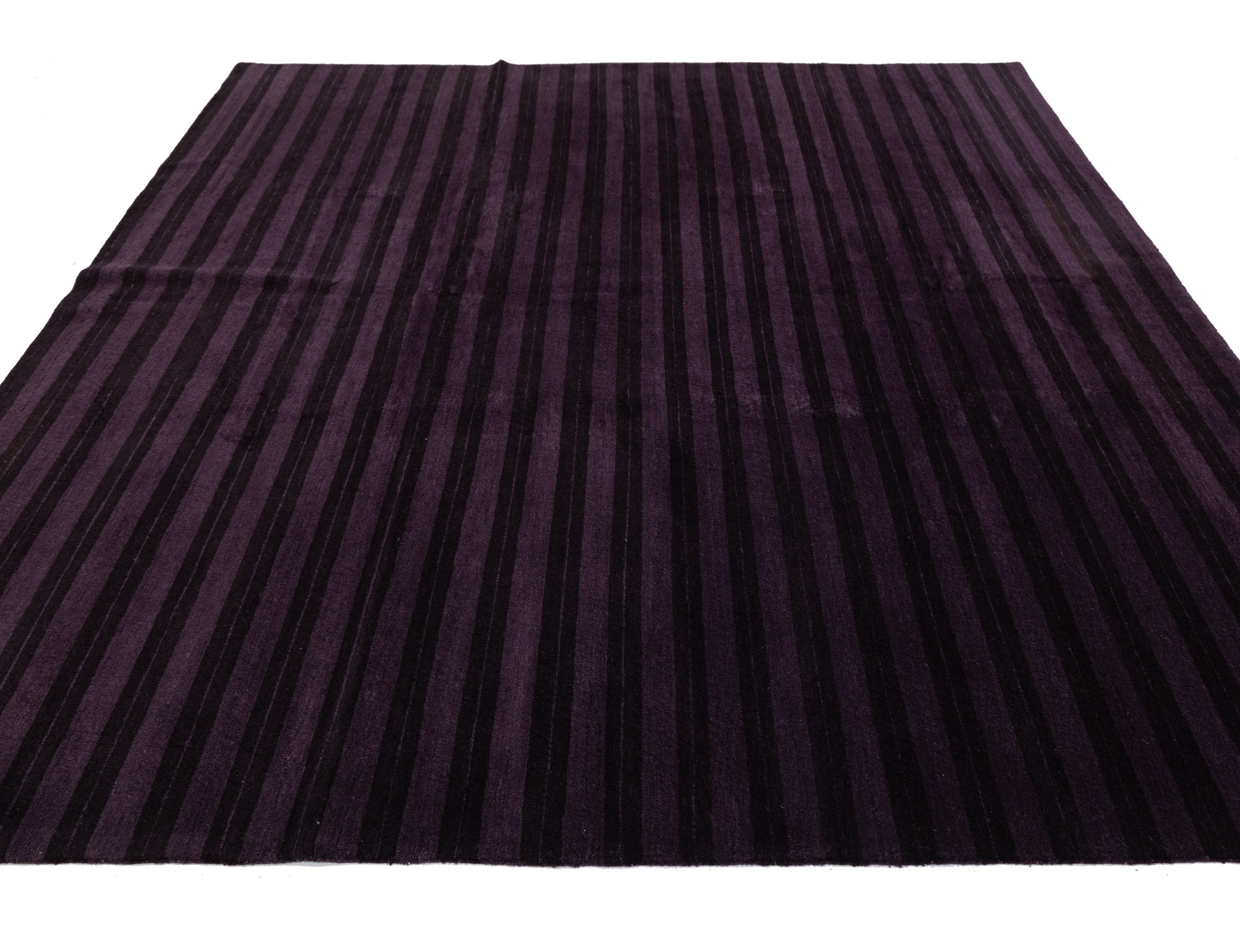 Modern Tibetan Wool and Silk Square Rug 8 X 8
