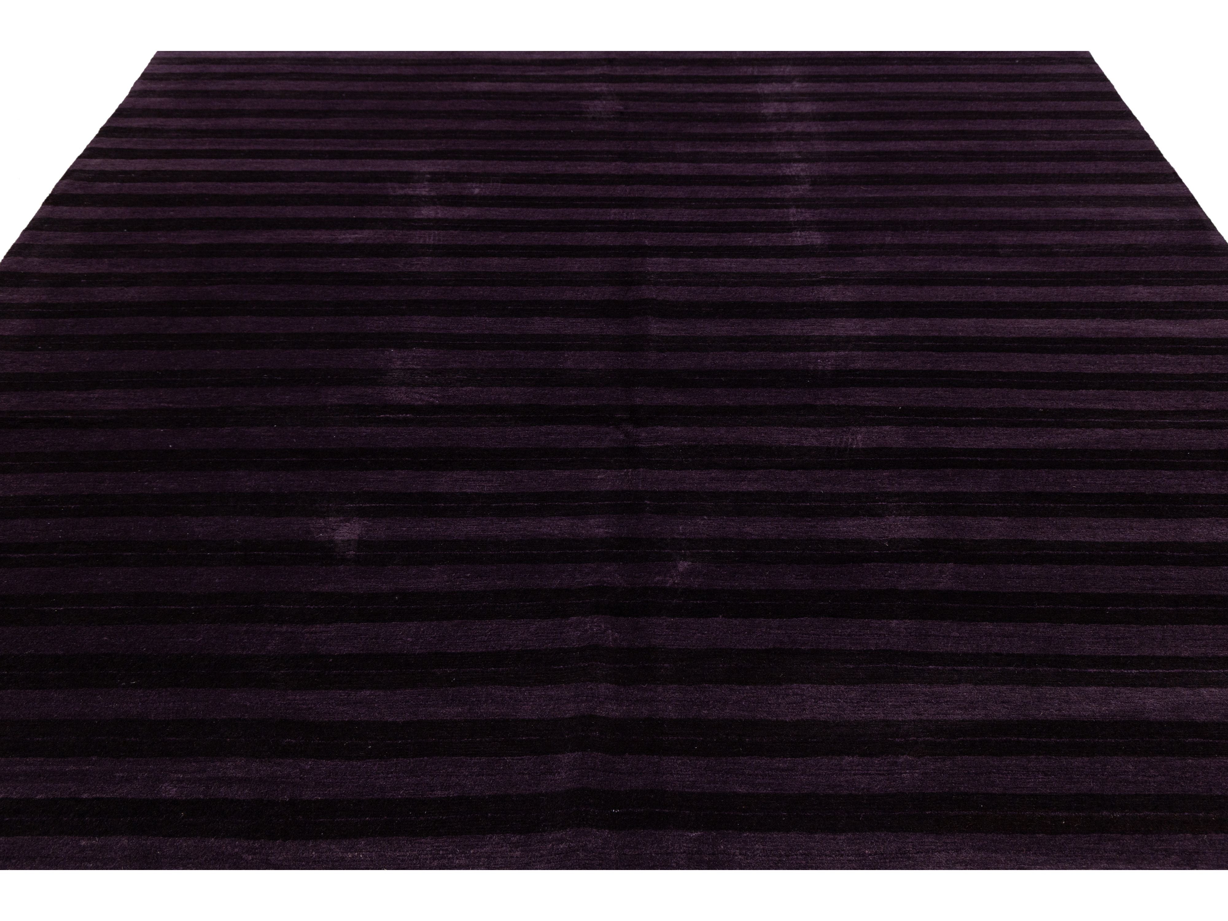 Modern Tibetan Wool and Silk Square Rug 8 X 8