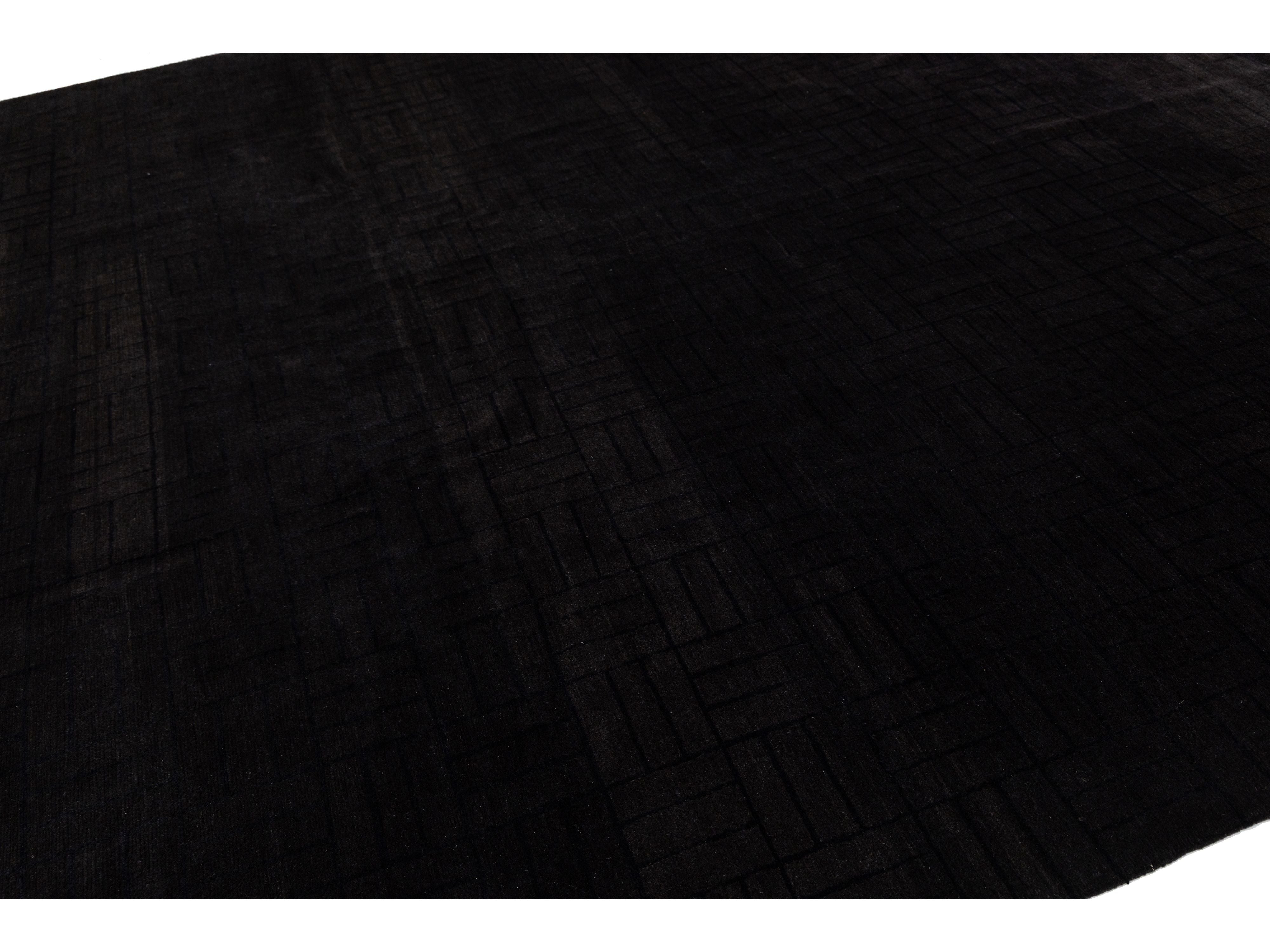Modern Tibetan Wool and Silk Square Rug 10 X 10