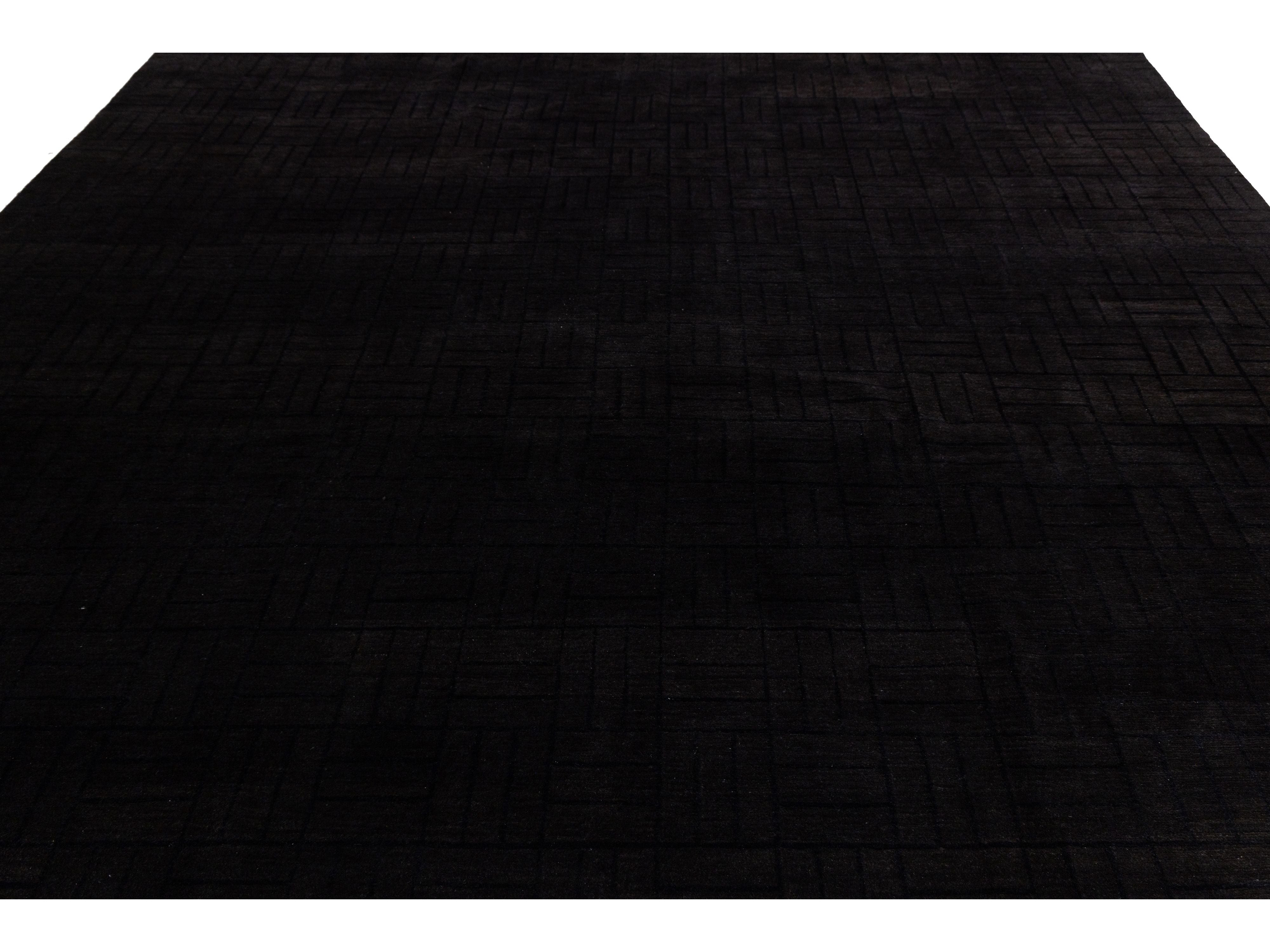 Modern Tibetan Wool and Silk Square Rug 10 X 10