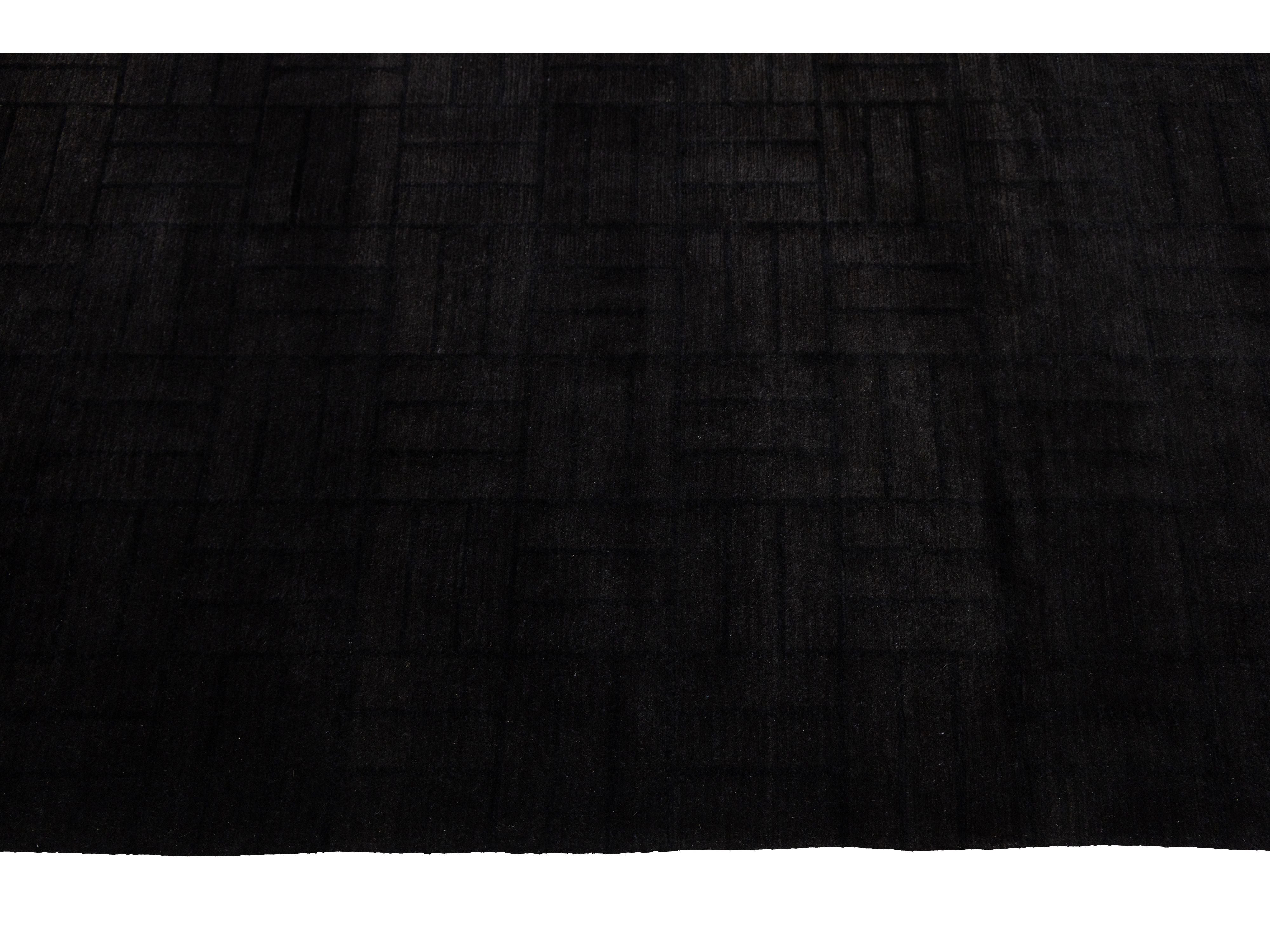Modern Tibetan Wool and Silk Square Rug 10 X 10