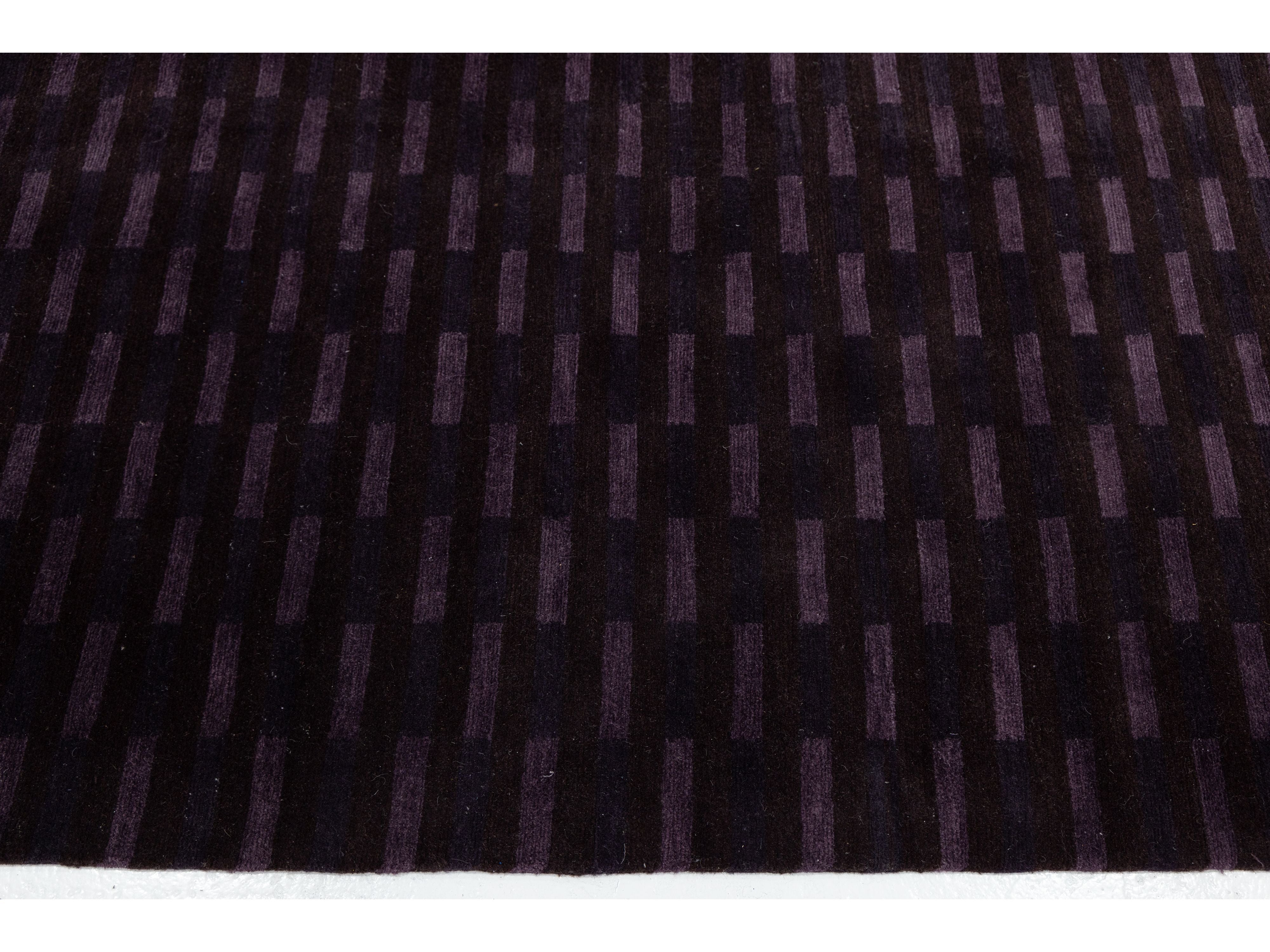 Modern Tibetan Wool and Silk Rug 10 X 13
