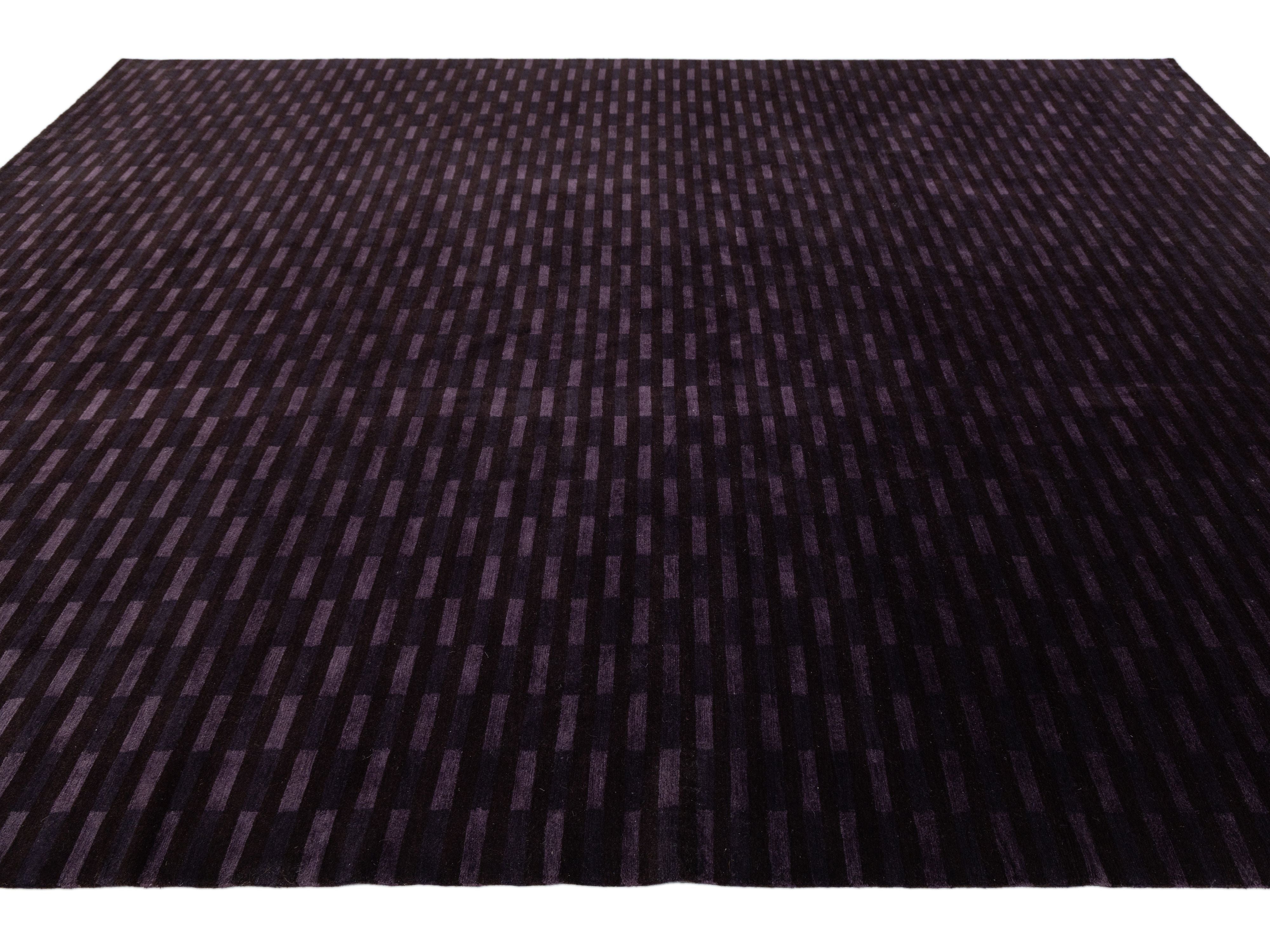 Modern Tibetan Wool and Silk Rug 10 X 13