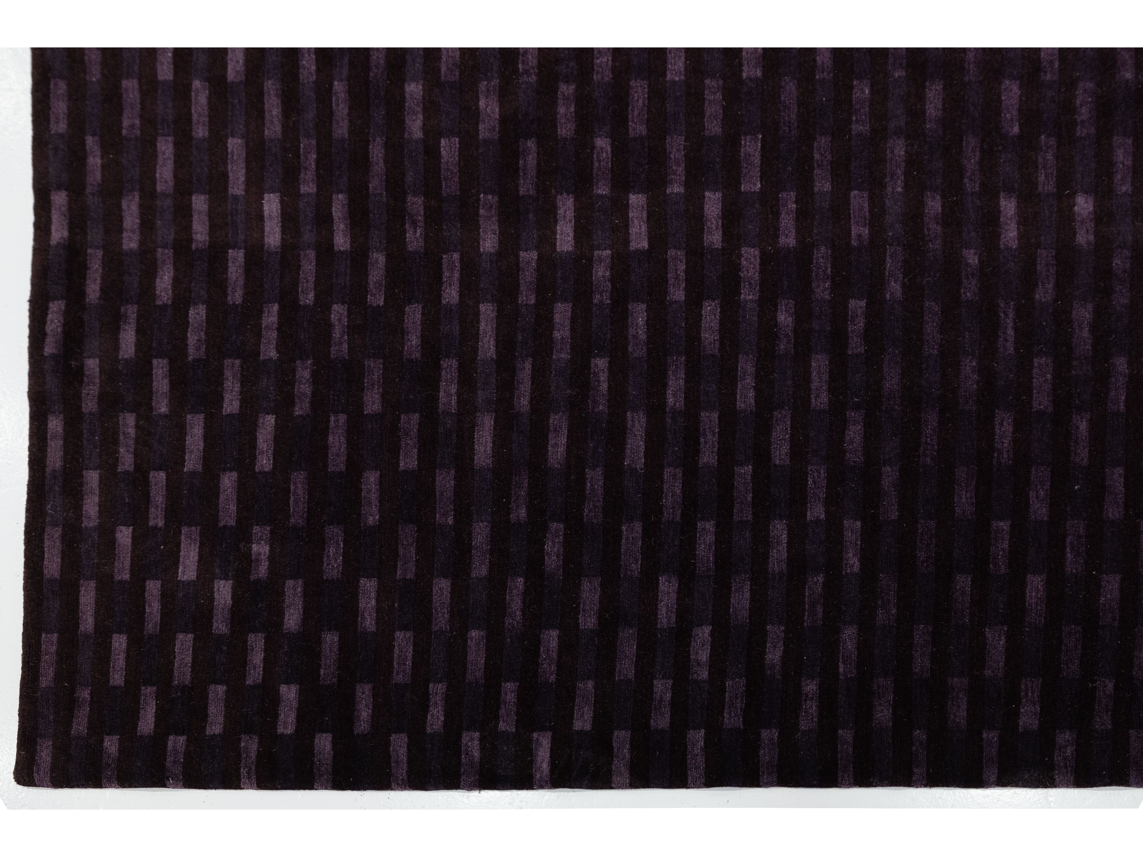 Modern Tibetan Wool and Silk Rug 10 X 13