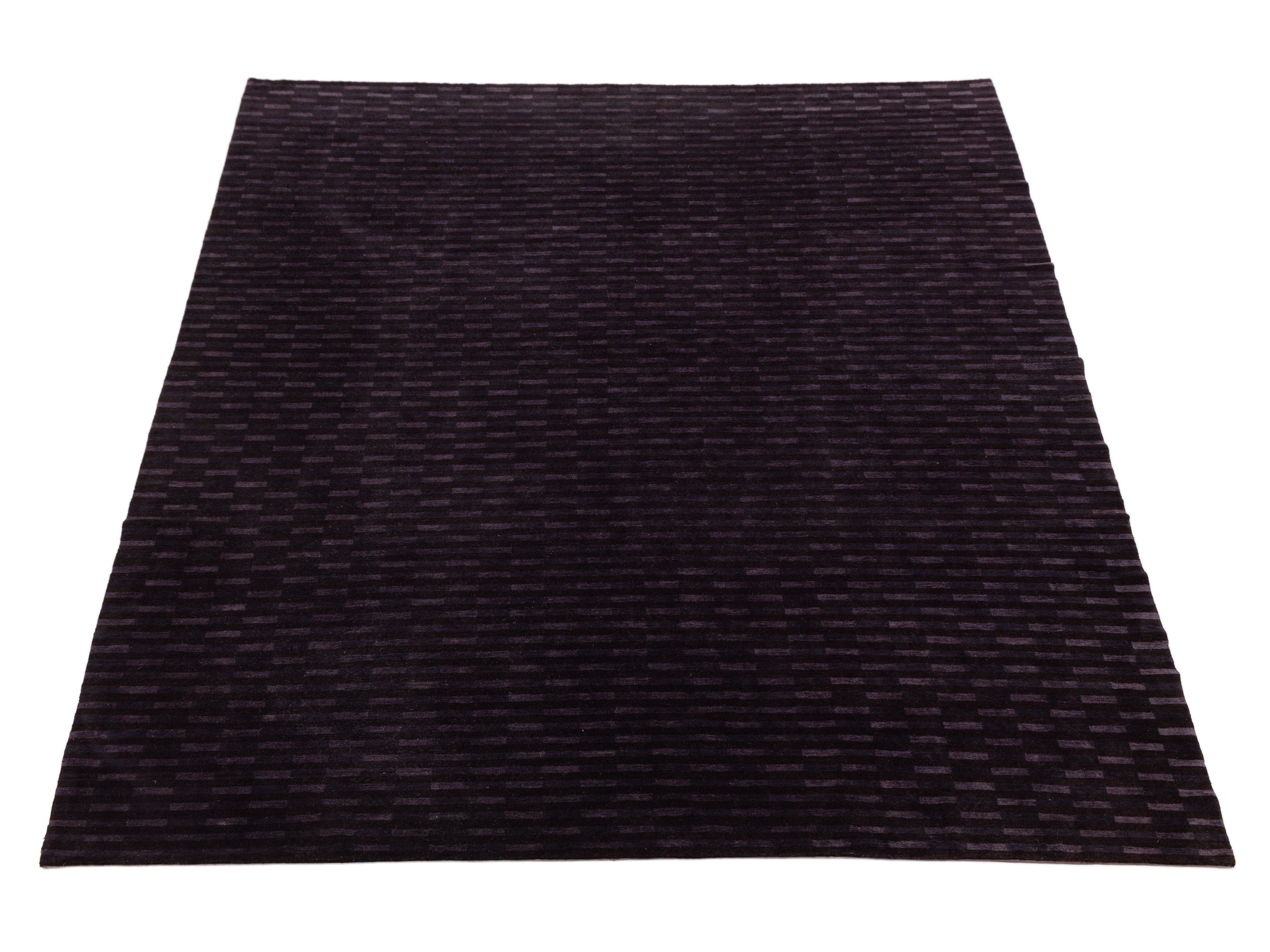 Modern Tibetan Wool and Silk Rug 10 X 13