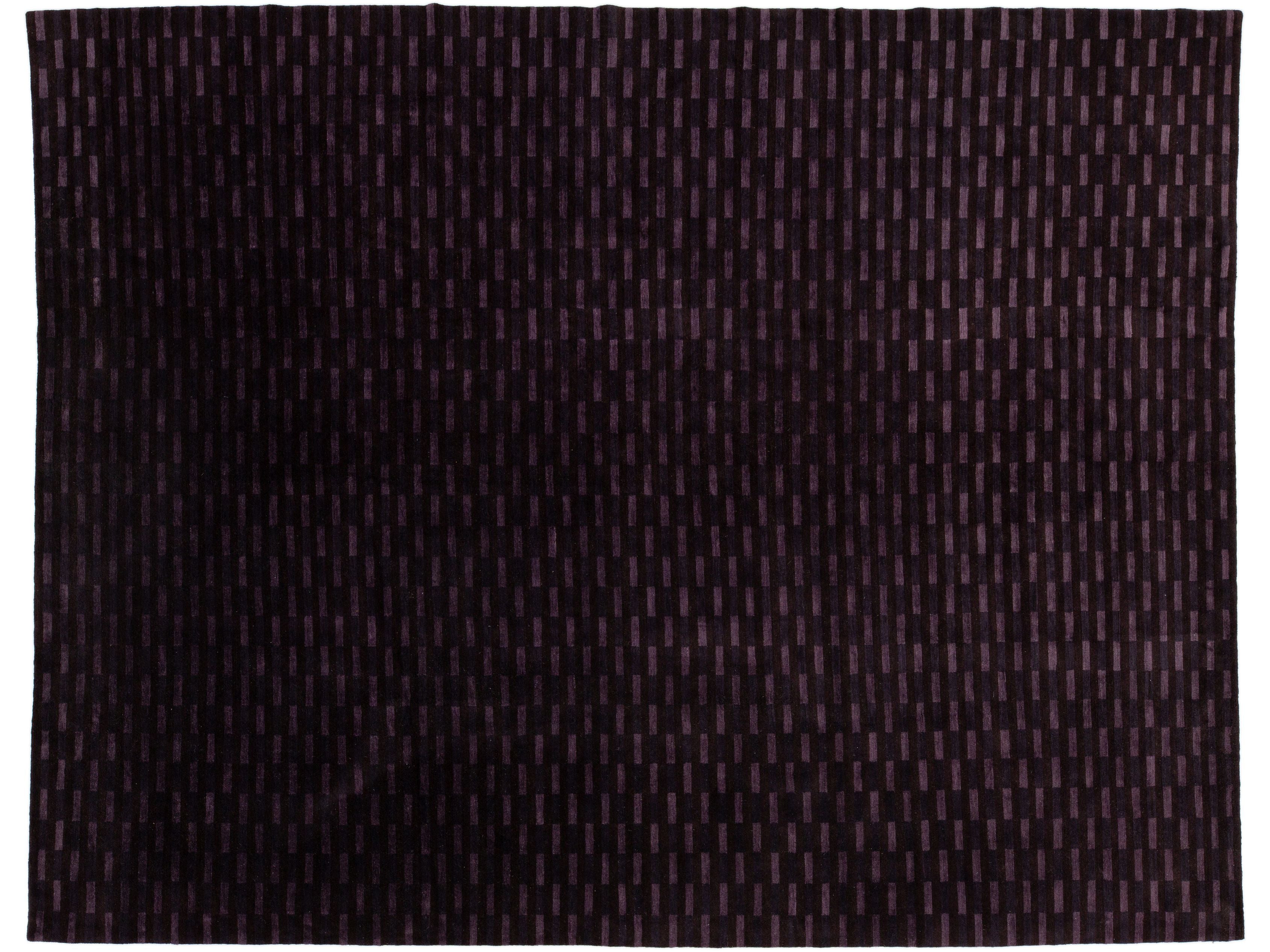 Modern Tibetan Wool and Silk Rug 10 X 13