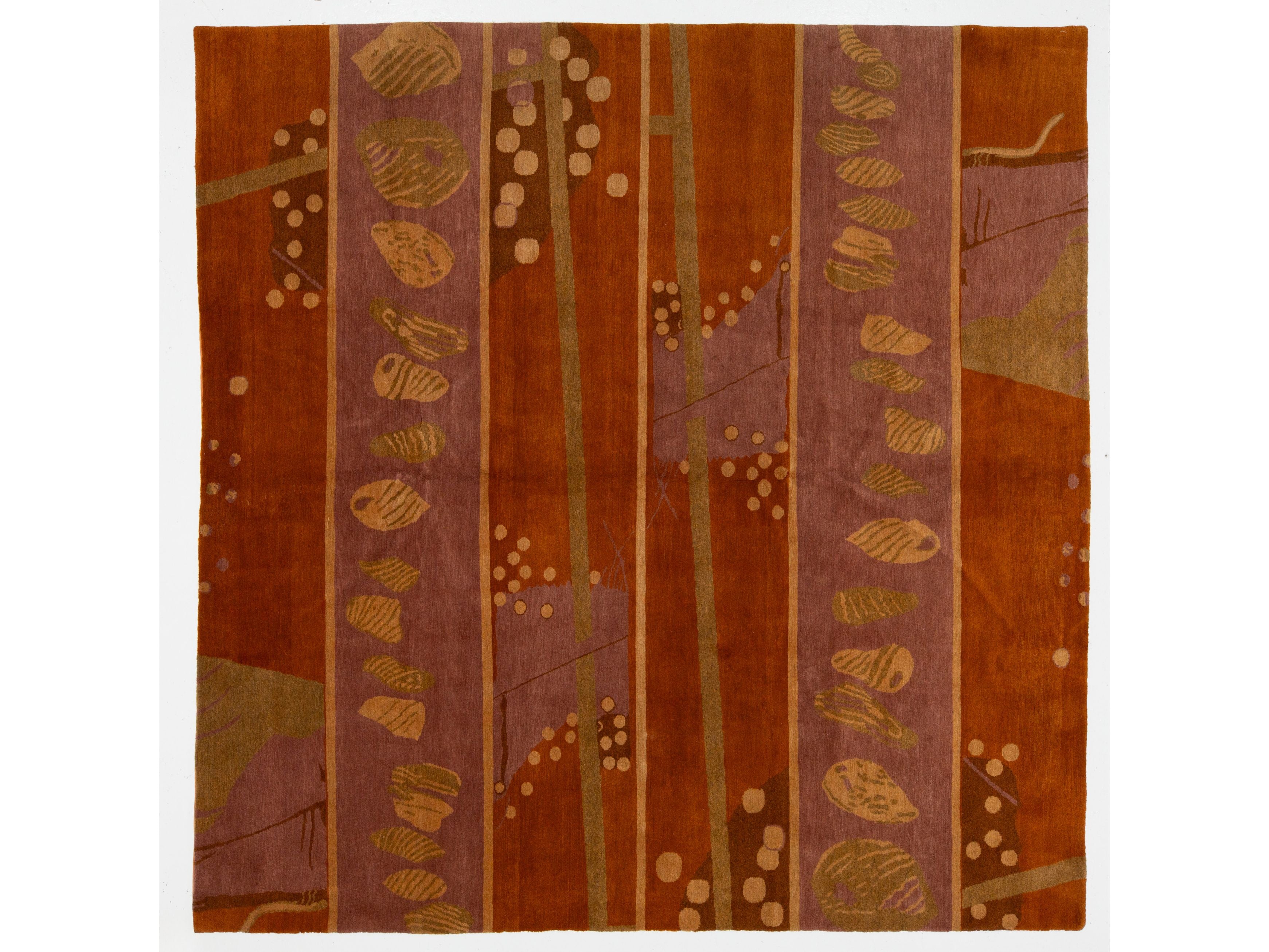 Modern Tibetan Wool and Silk Square Rug 9 X 9