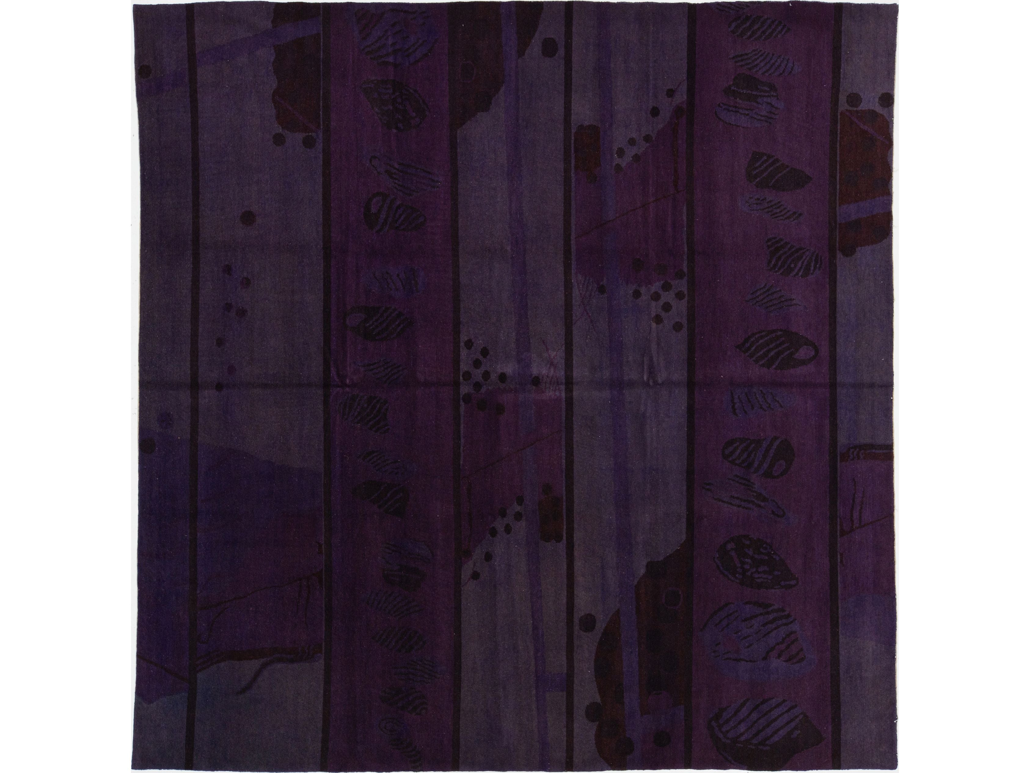 Modern Tibetan Wool and Silk Square Rug 9 X 9