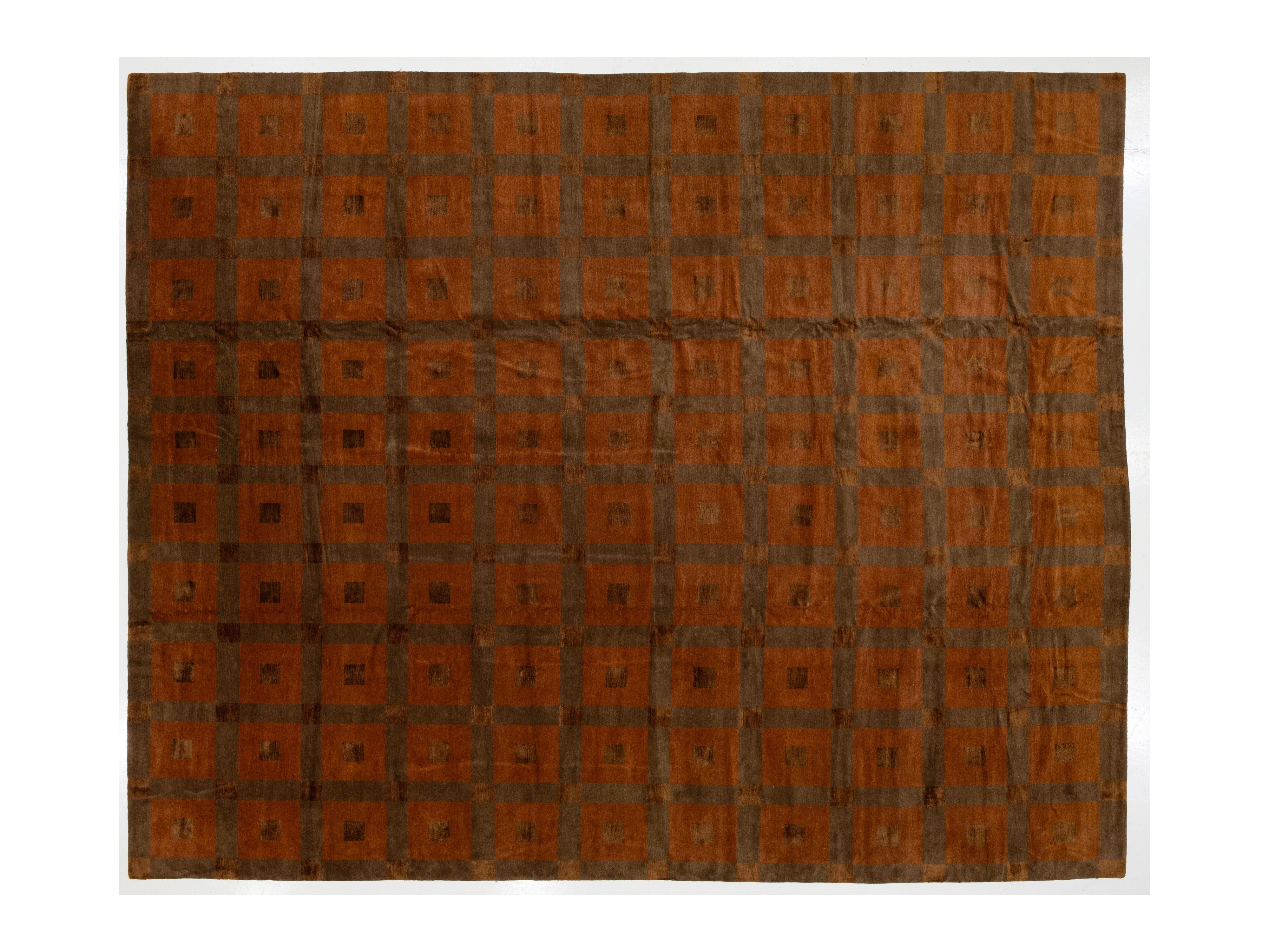 Modern Tibetan Wool and Silk Rug 13 X 16