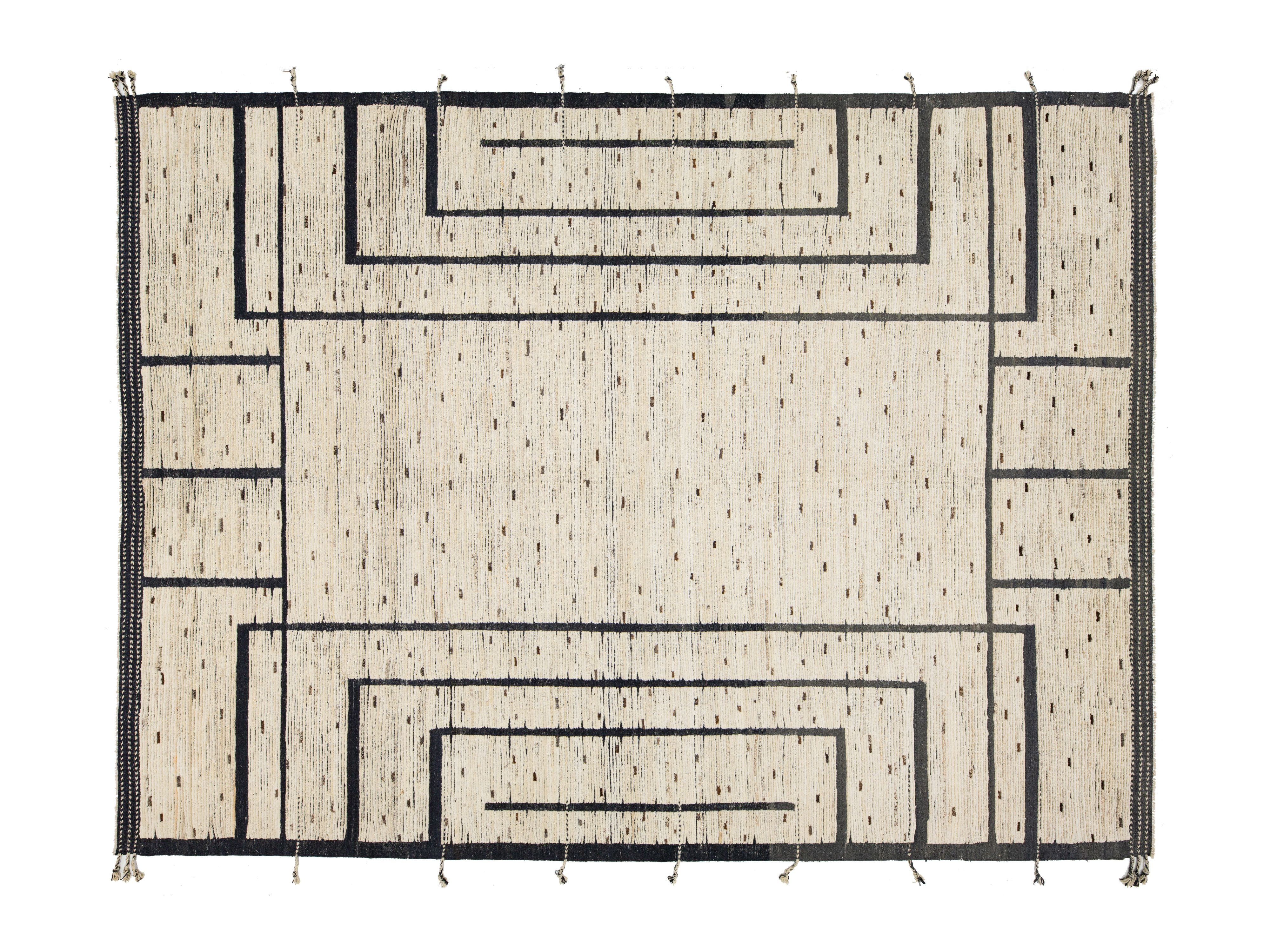 Modern Moroccan Wool Rug 11 X 14