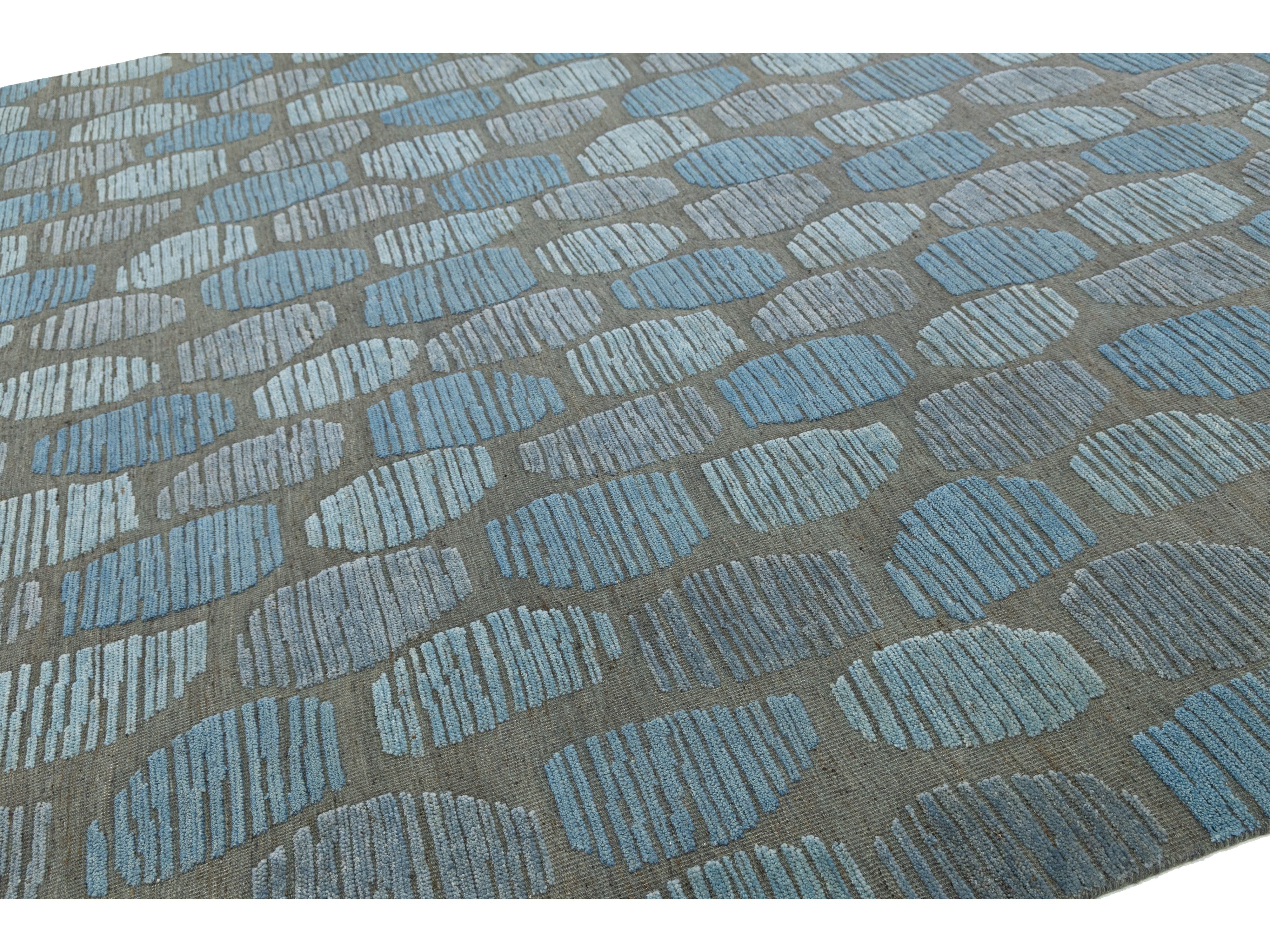 Modern Moroccan Wool Rug 12 X 15