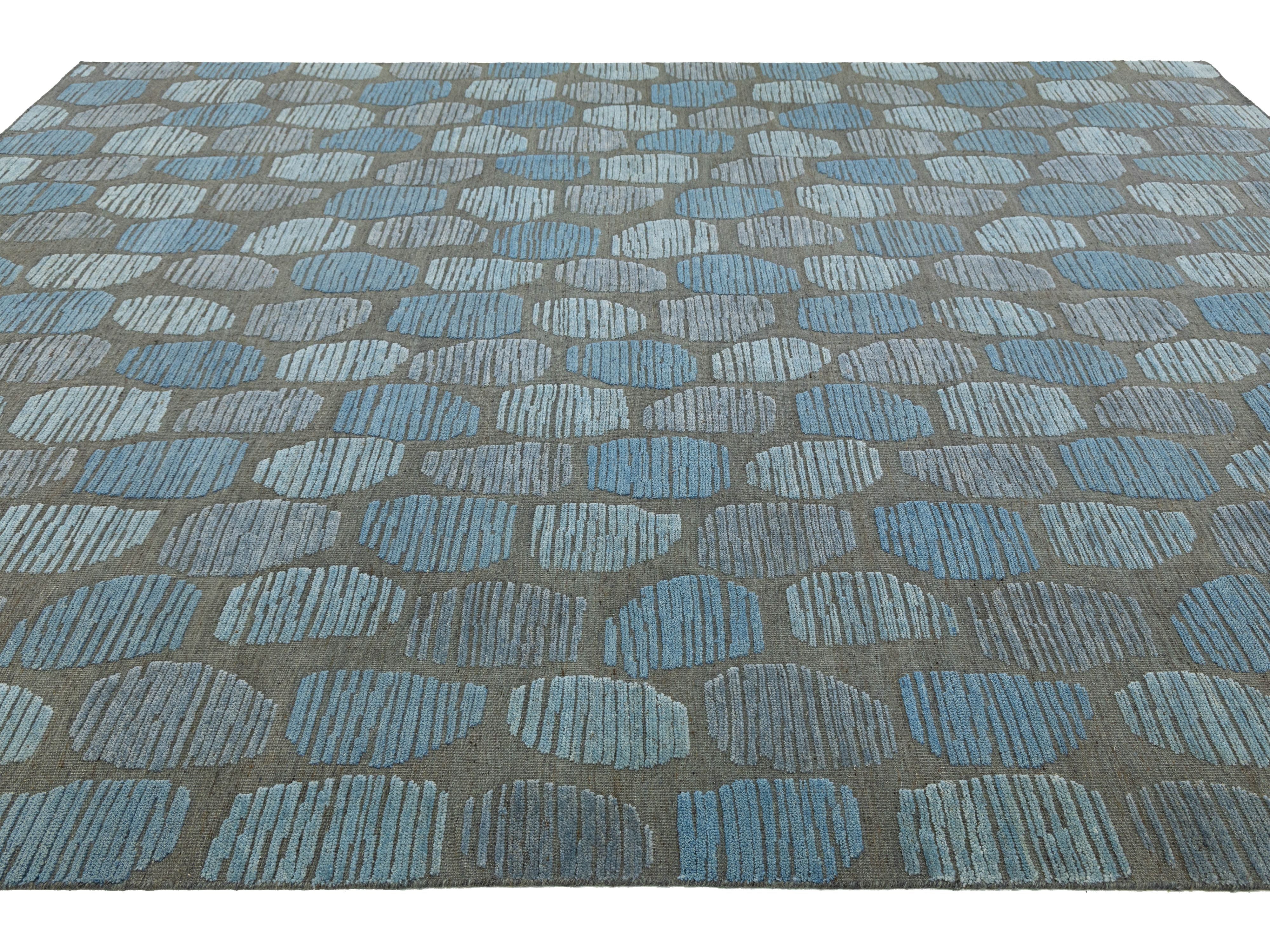 Modern Moroccan Wool Rug 12 X 15