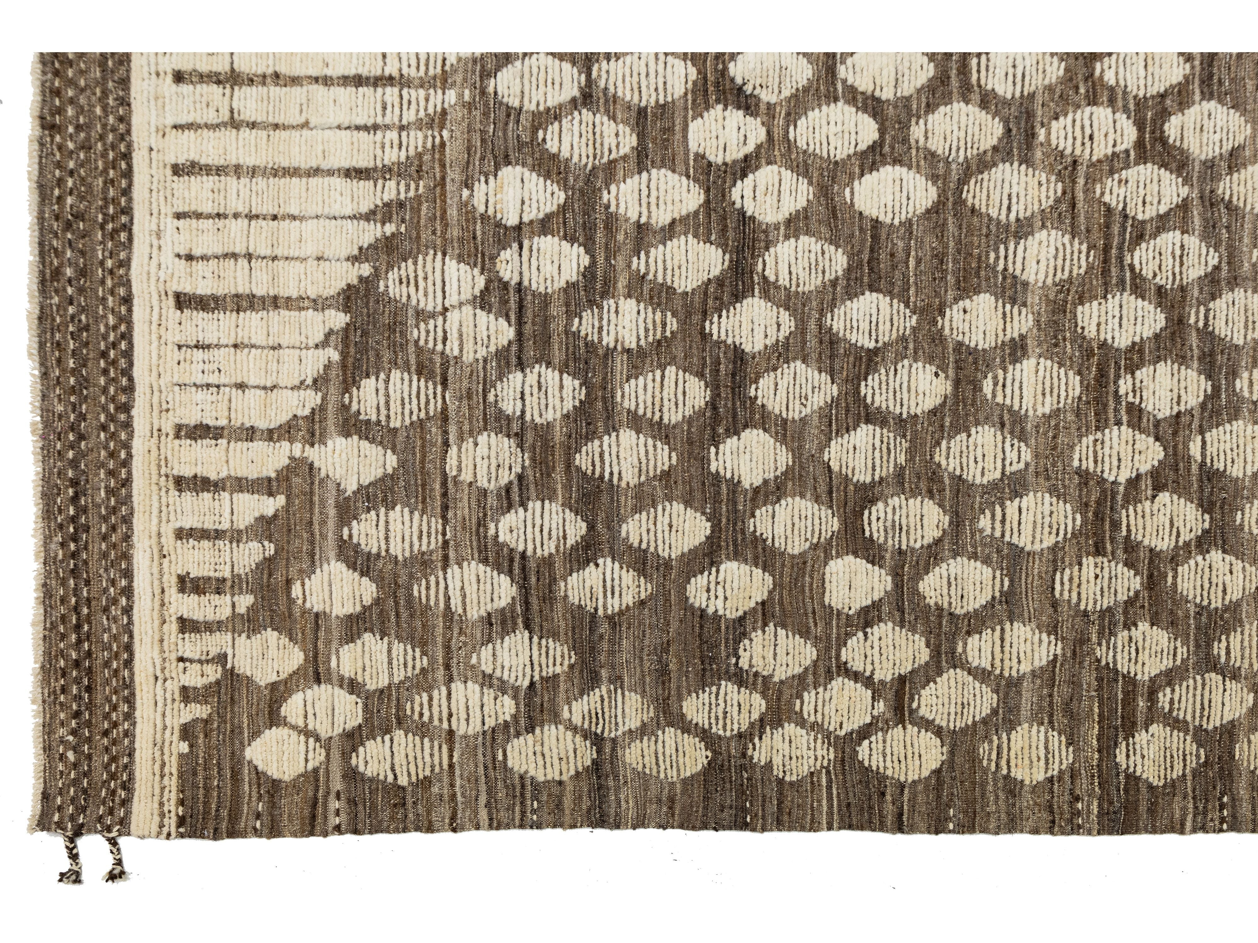 Modern Moroccan Wool Rug 12 X 15