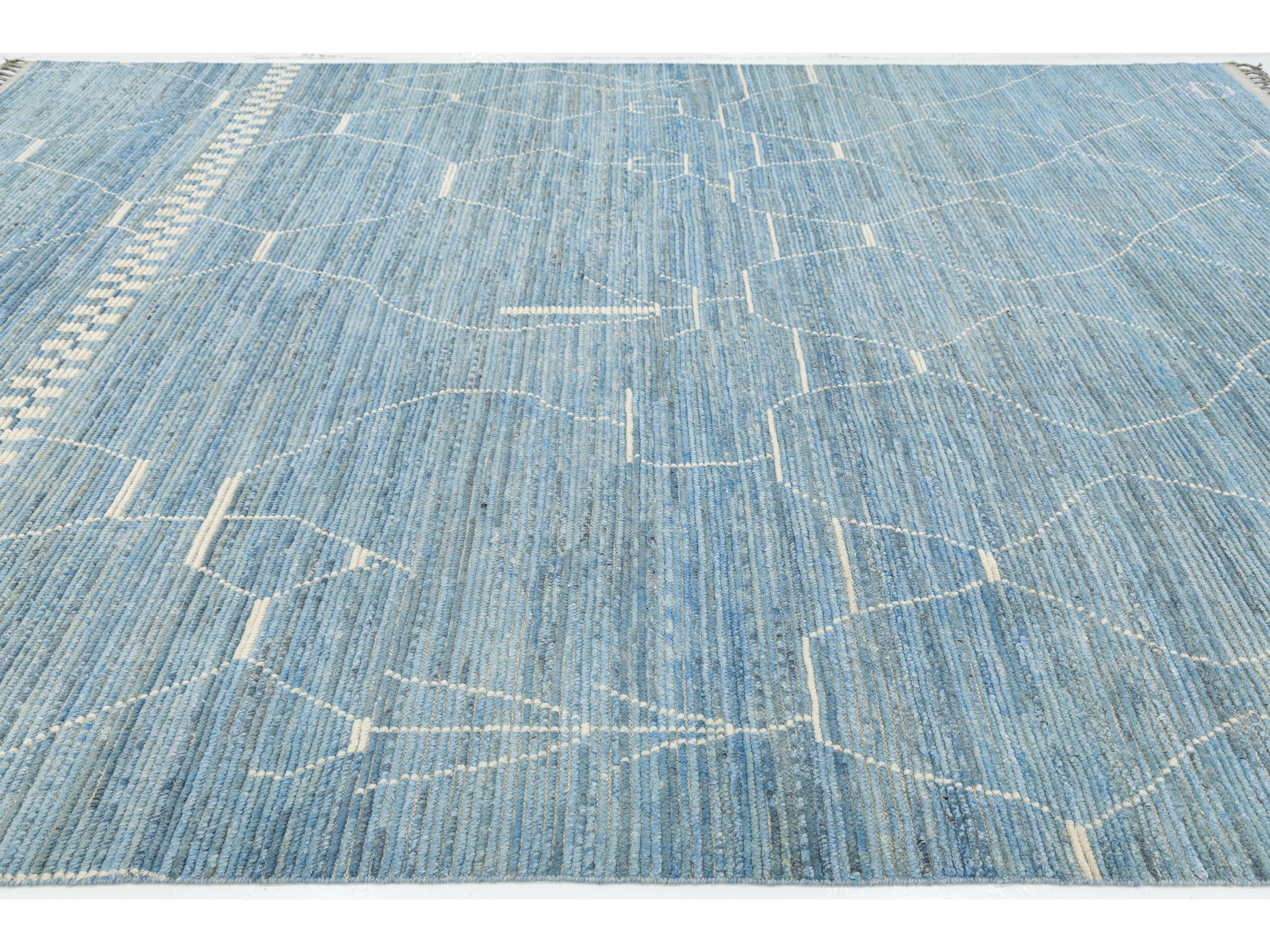 Modern Moroccan Wool Rug 10 X 14