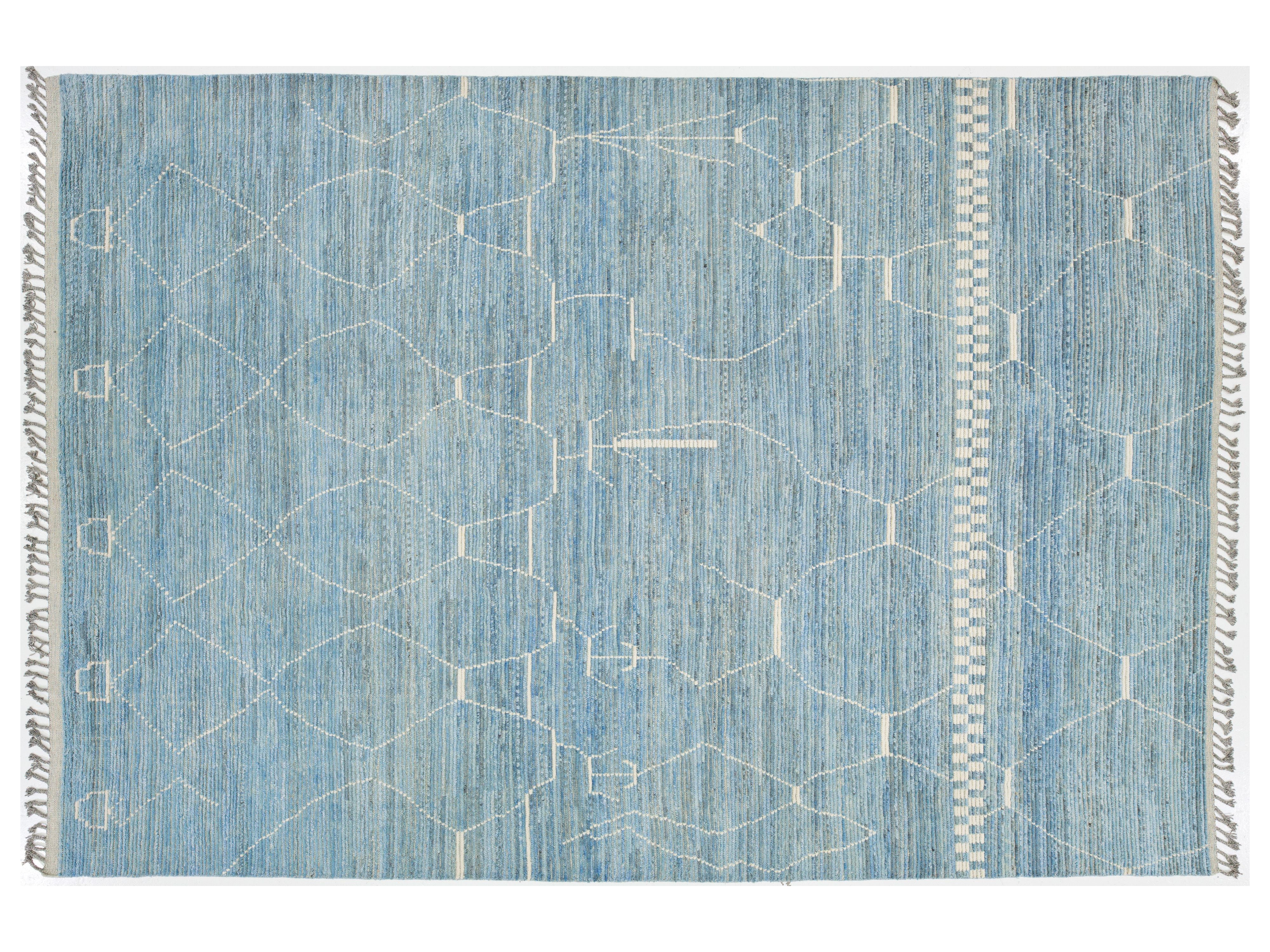 Modern Moroccan Wool Rug 10 X 14