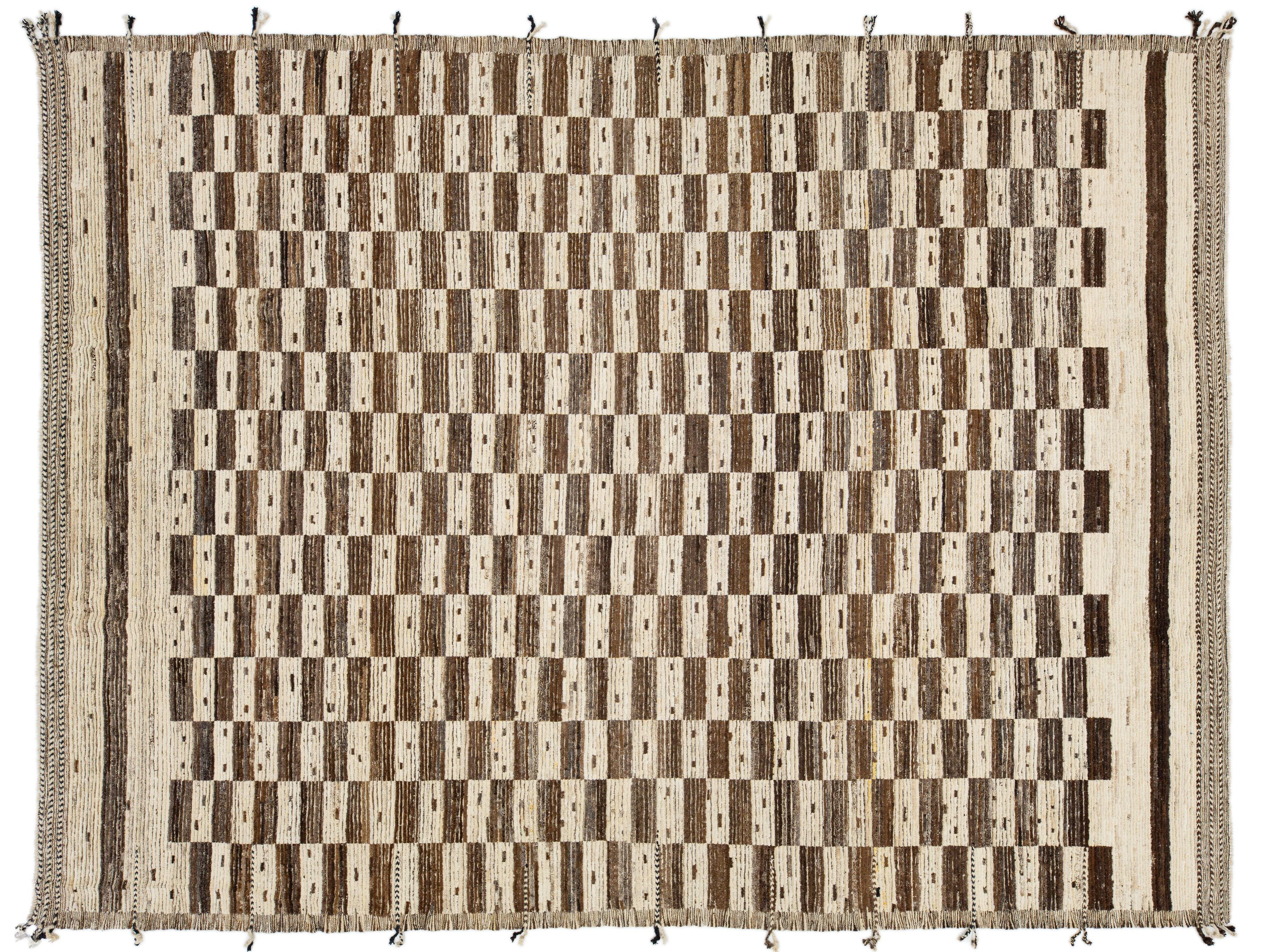 Modern Moroccan Wool Rug 10 X 14