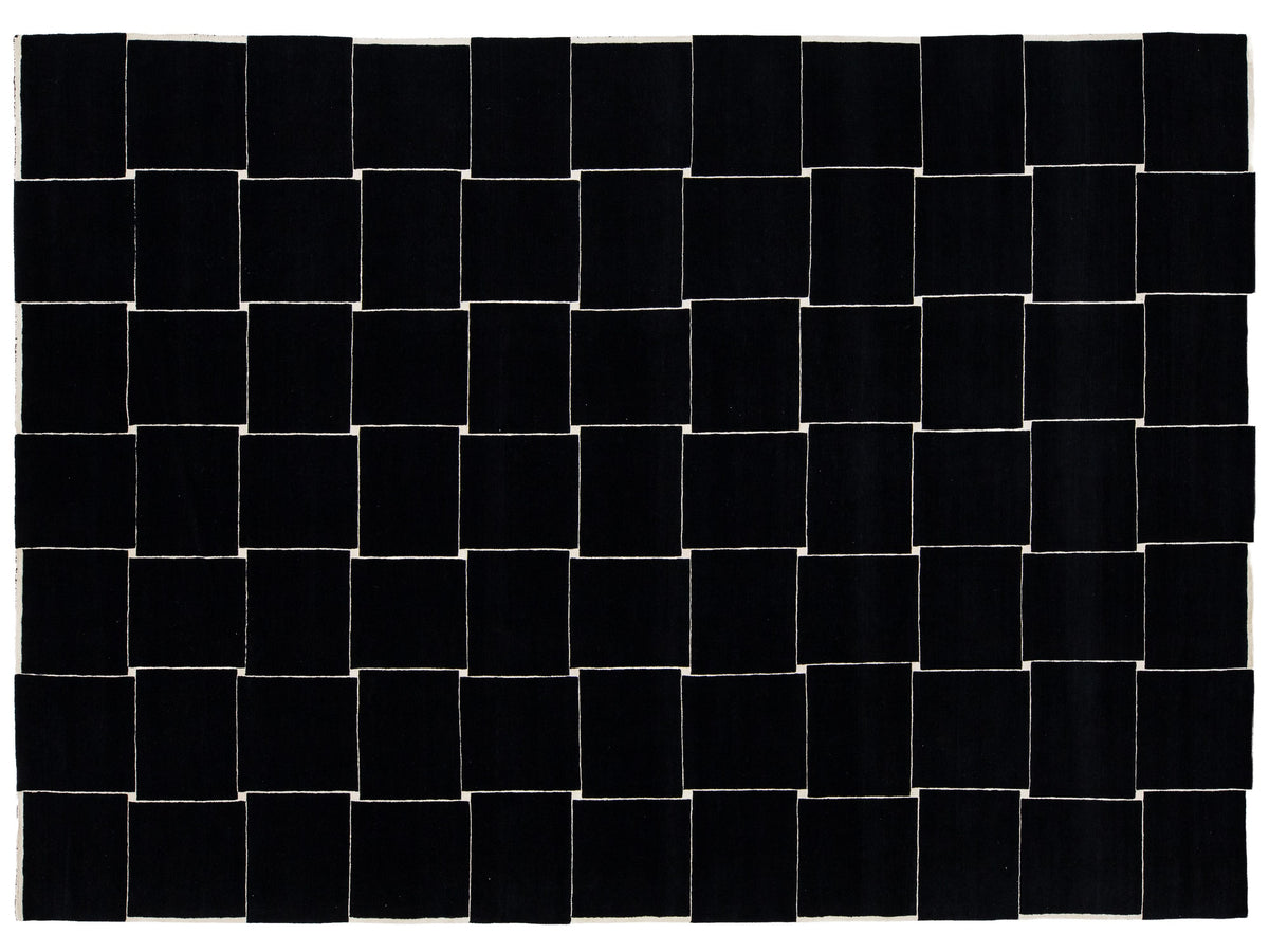 Modern Minimalist Wool Rug 10 X 14