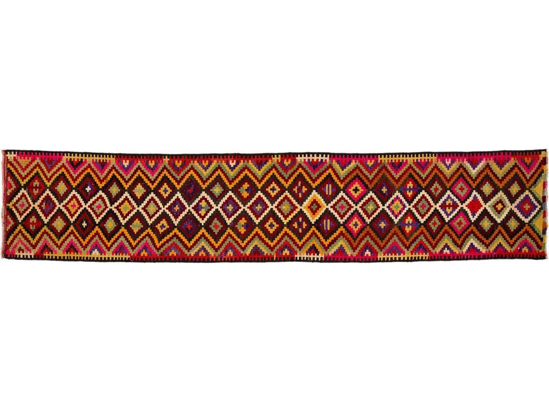 Vintage Kilim Flatweave Wool Runner 3 X 15