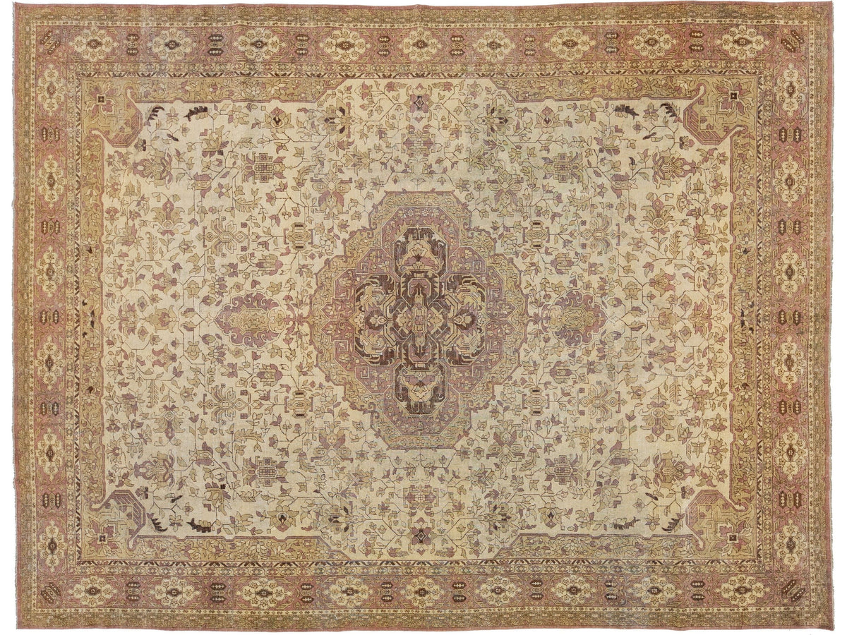 Antique Agra Wool Rug 9 X 11