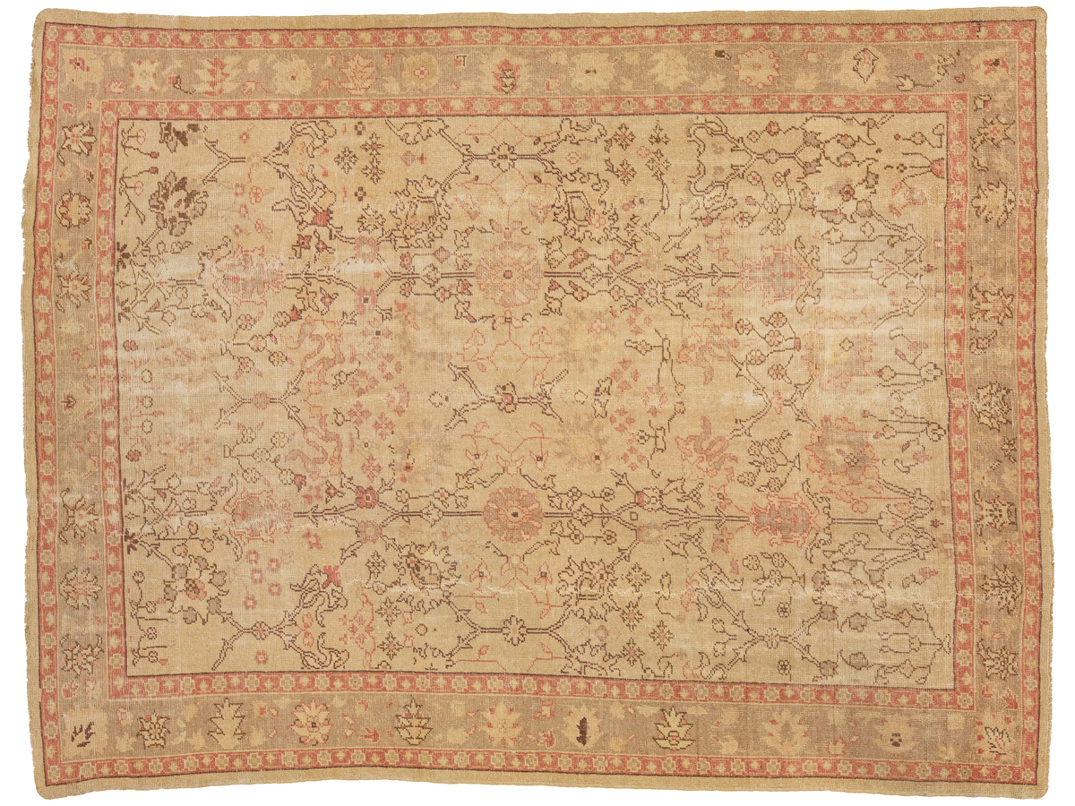 Antique Turkish Oushak Wool Rug 10 X 13