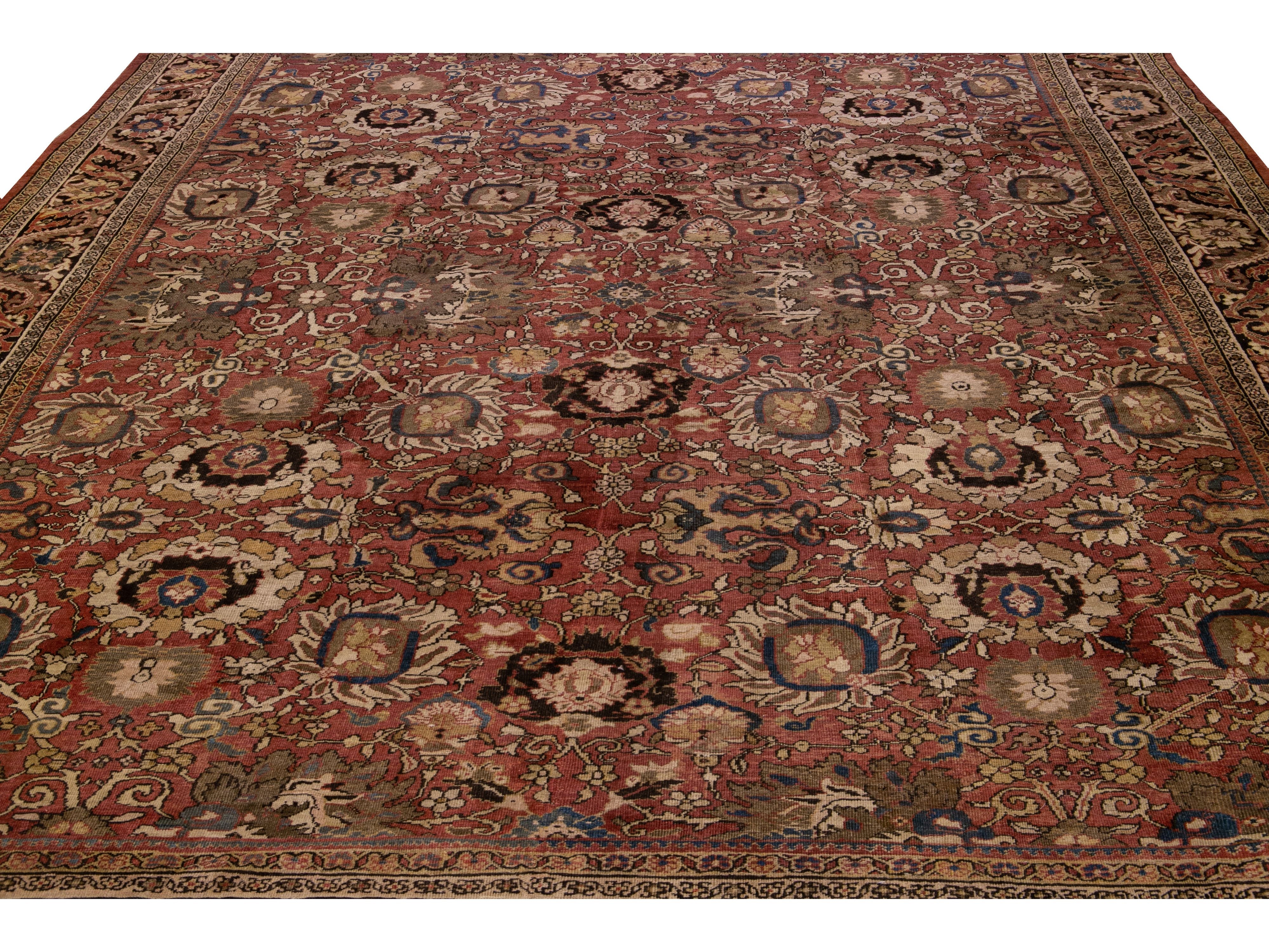Antique Sultanabad Wool Rug 14 X 17
