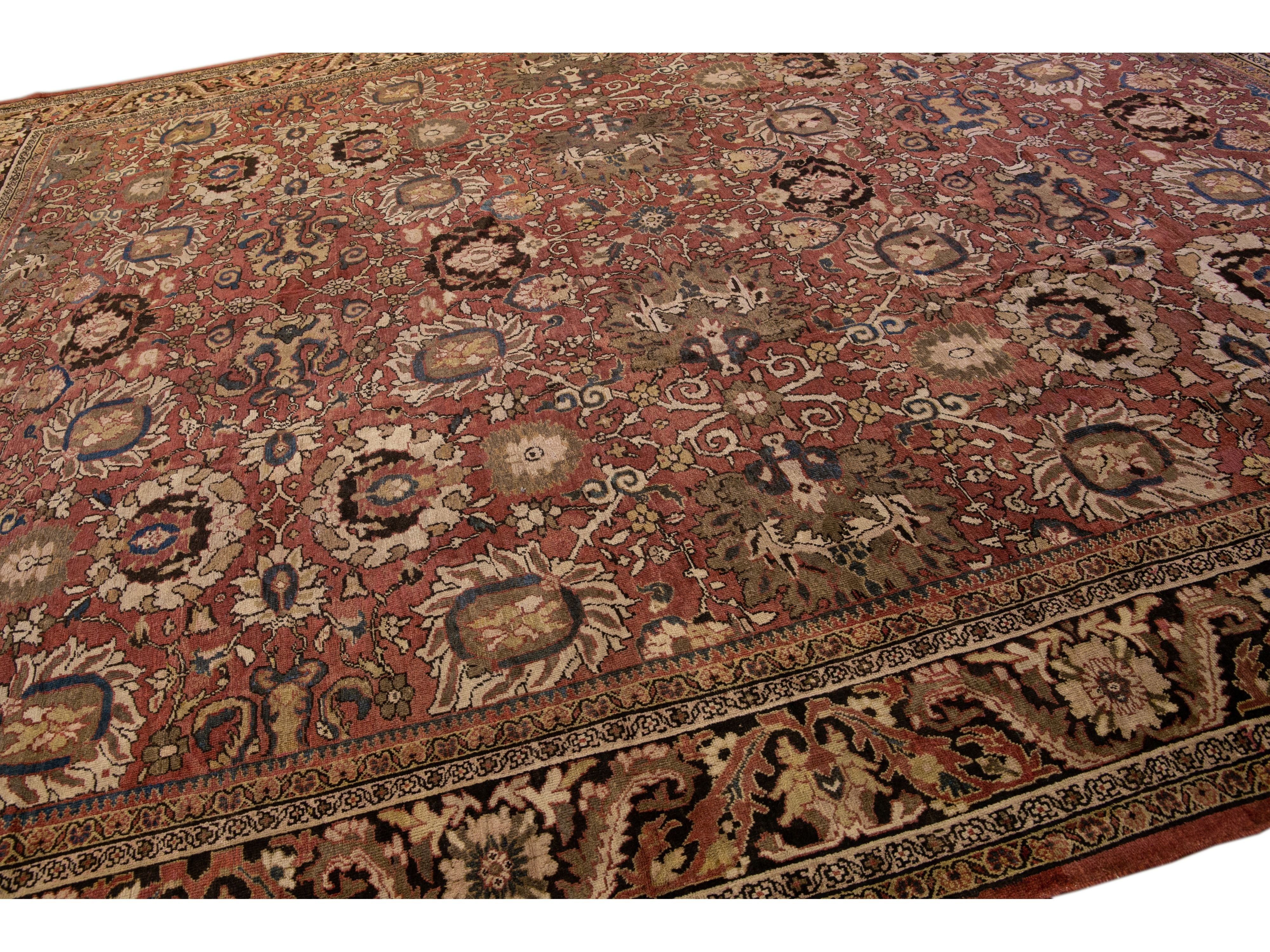 Antique Sultanabad Wool Rug 14 X 17