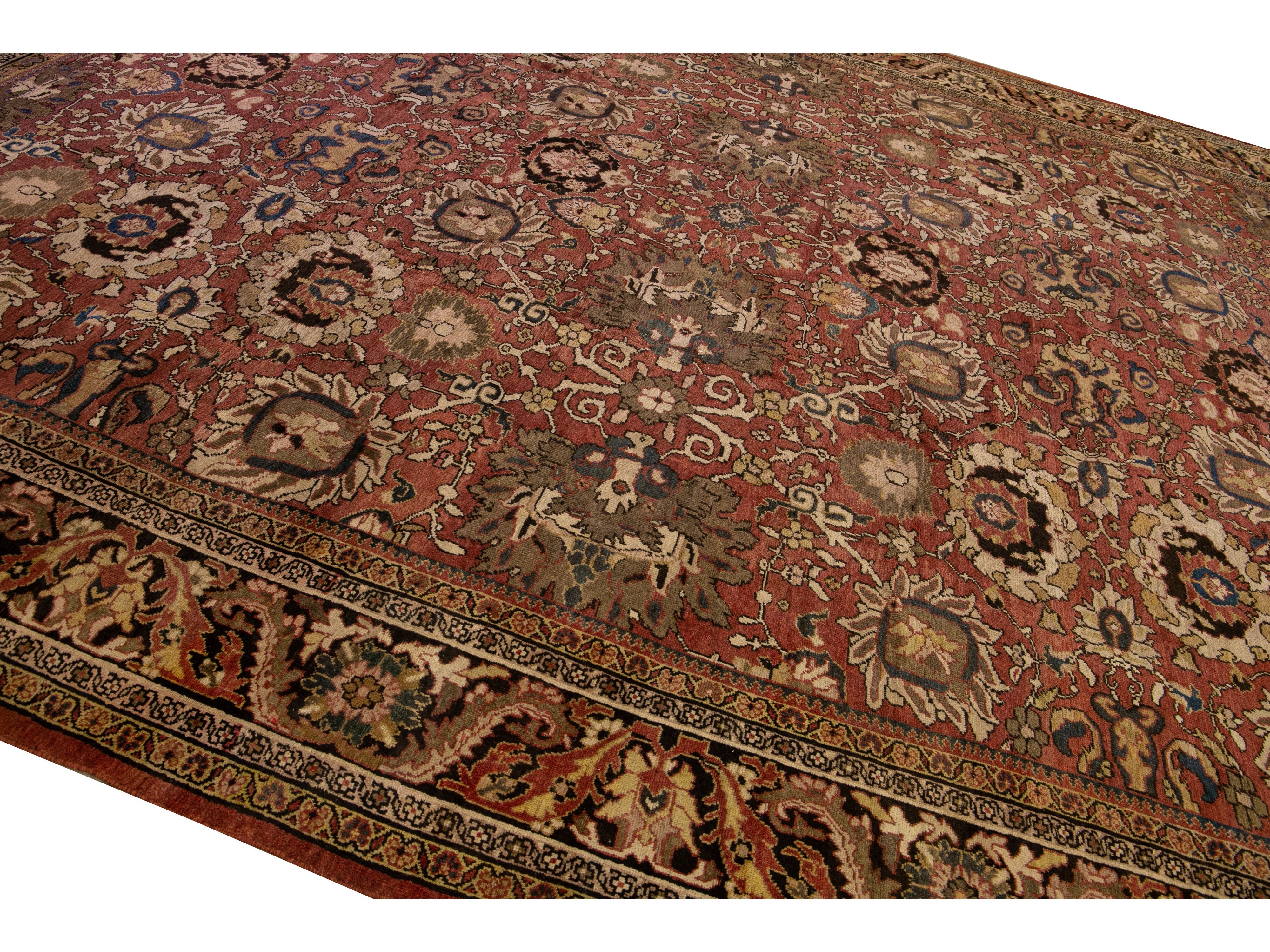 Antique Sultanabad Wool Rug 14 X 17