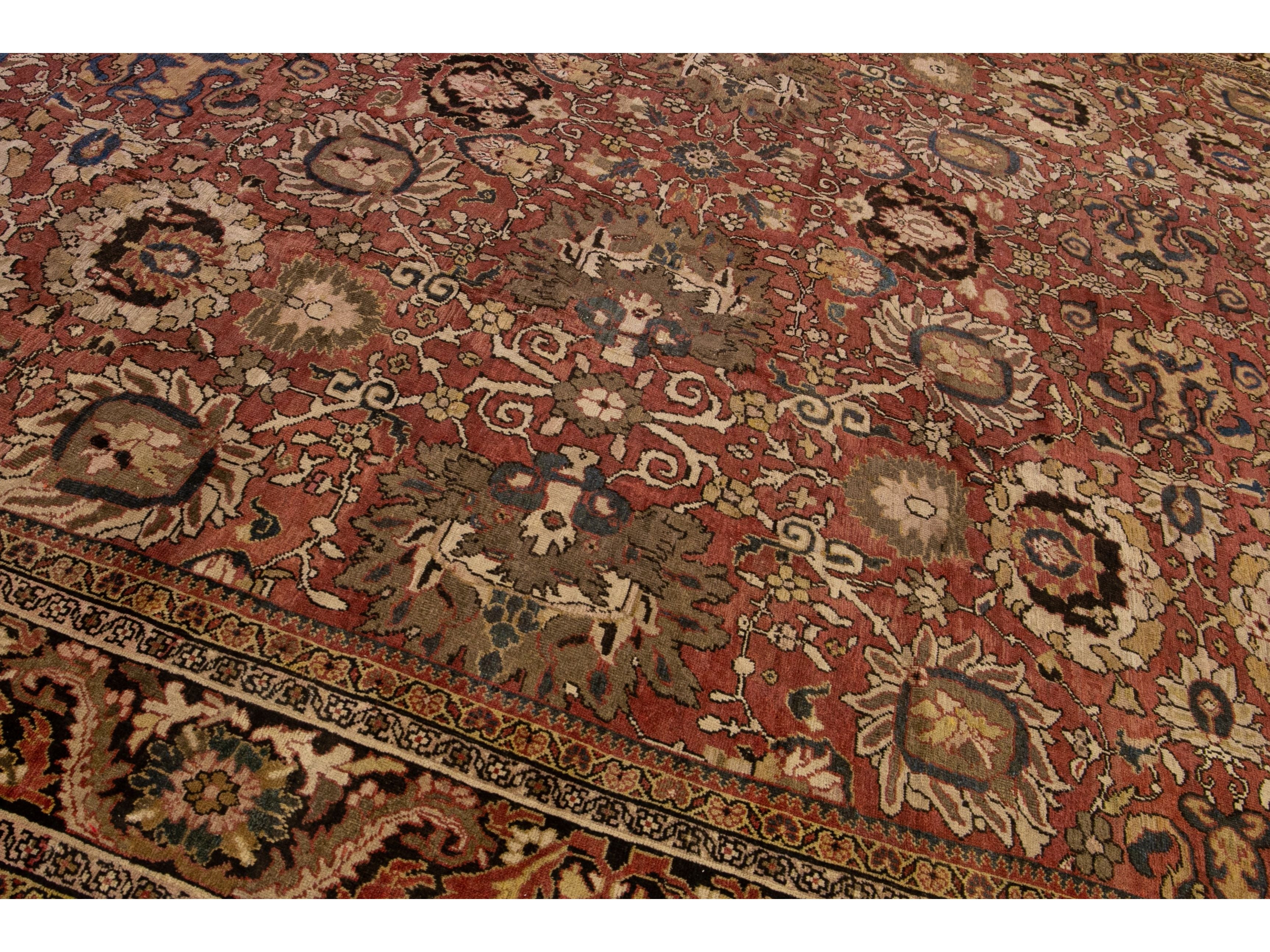 Antique Sultanabad Wool Rug 14 X 17