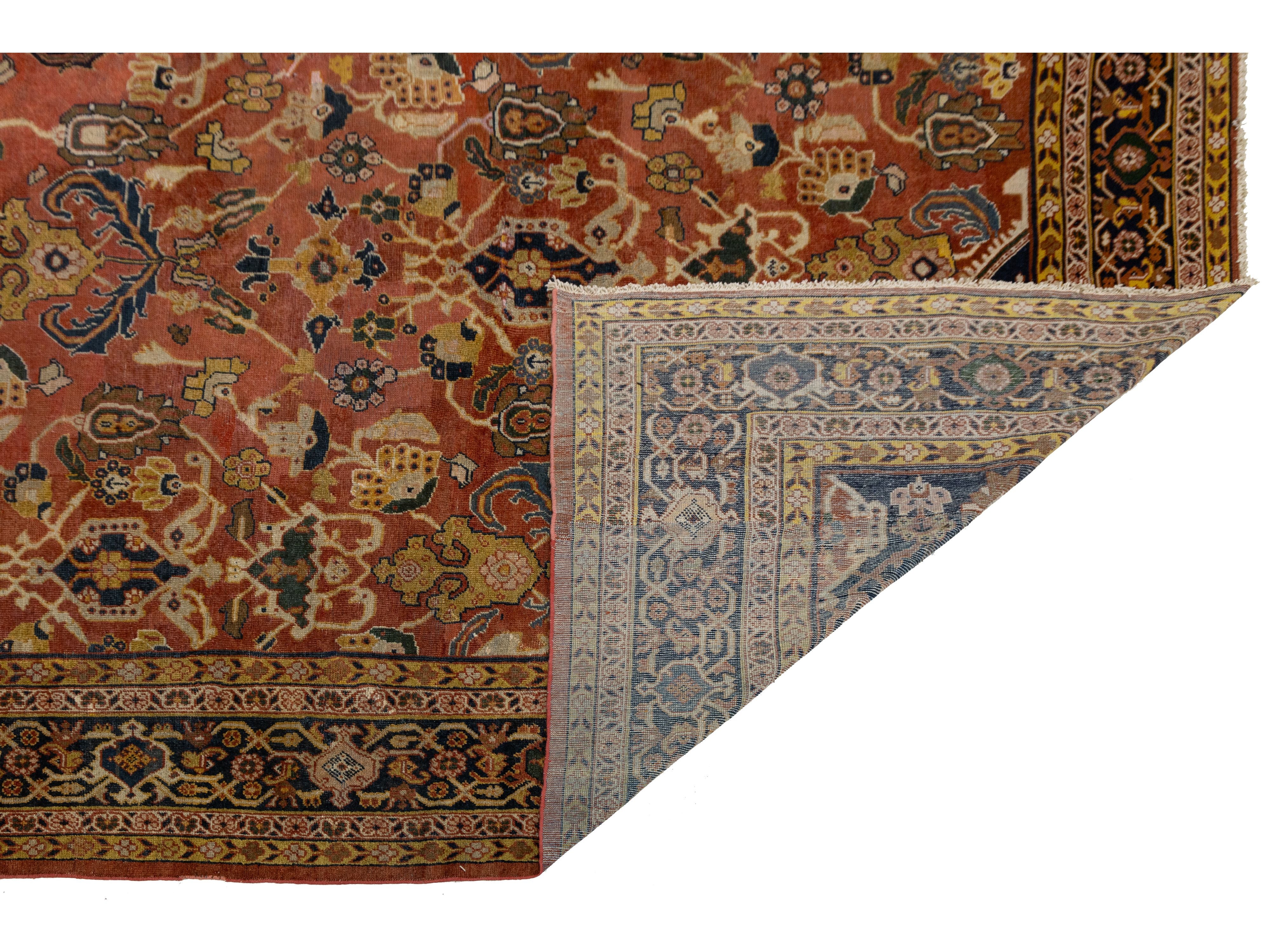 Antique Mahal Wool Rug 16 X 22