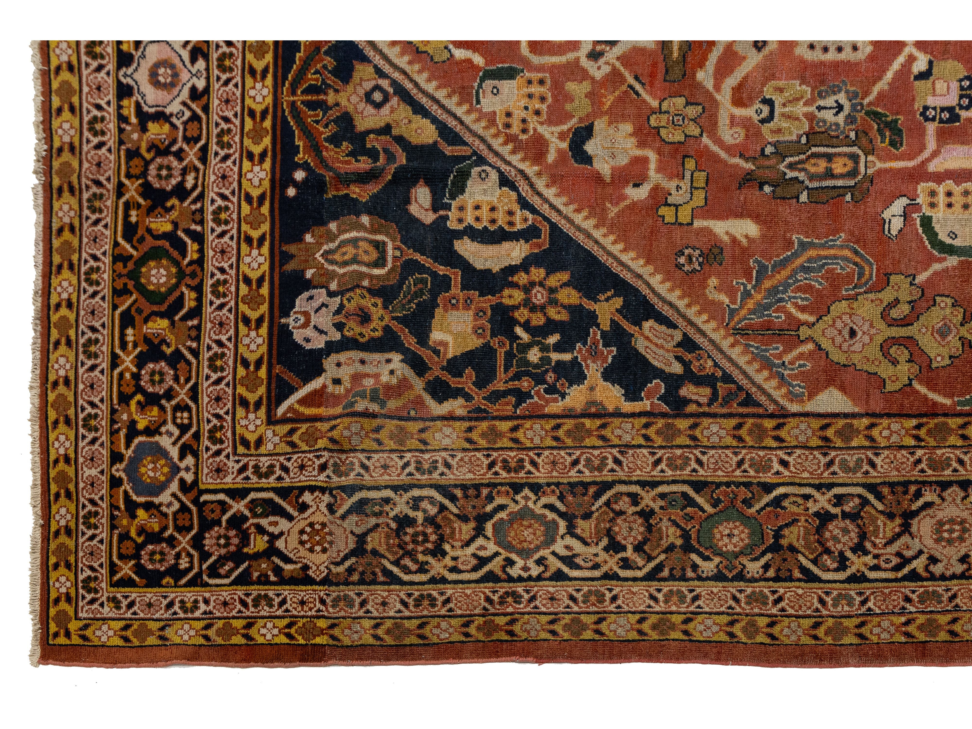 Antique Mahal Wool Rug 16 X 22